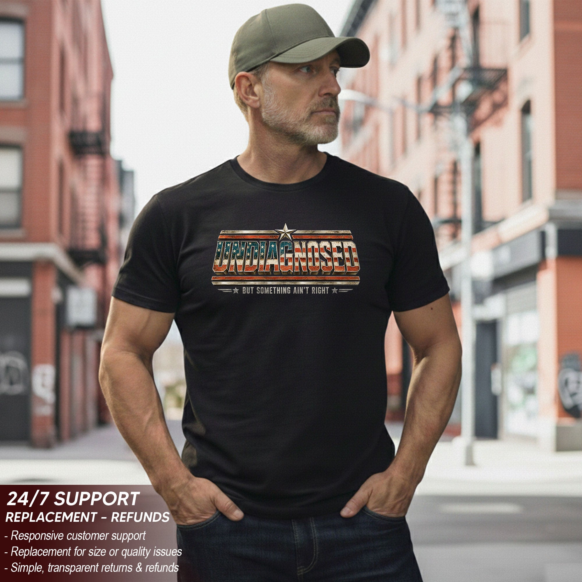Undiagnosed But Something Ain't Right Patriotic Funny Shirt Vintage Humor Graphic Tee
