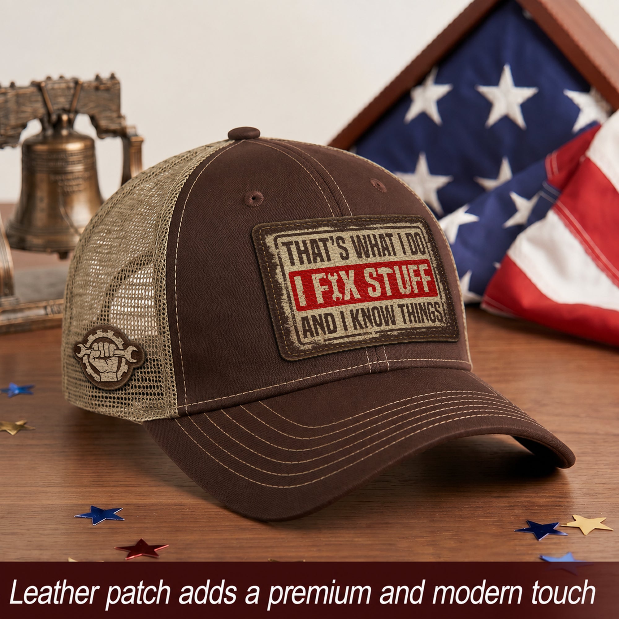 Brown I Fix Stuff And I Know Things Funny Mechanic Men Patch Trucker Hat Casual