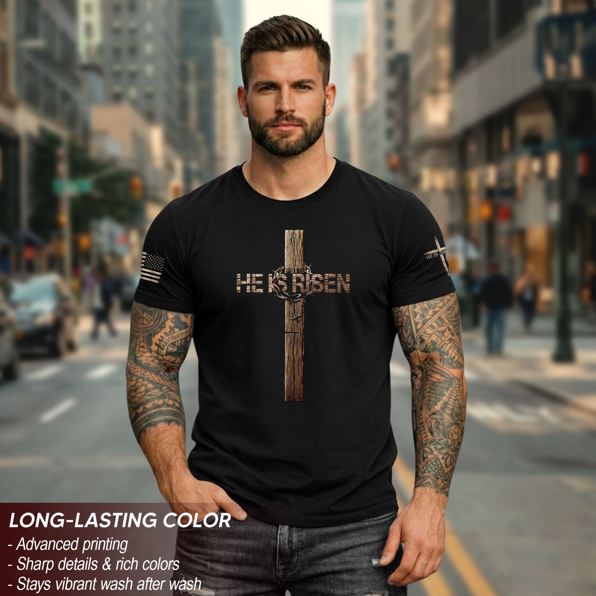 He Is Risen T-Shirt – Resurrection Cross