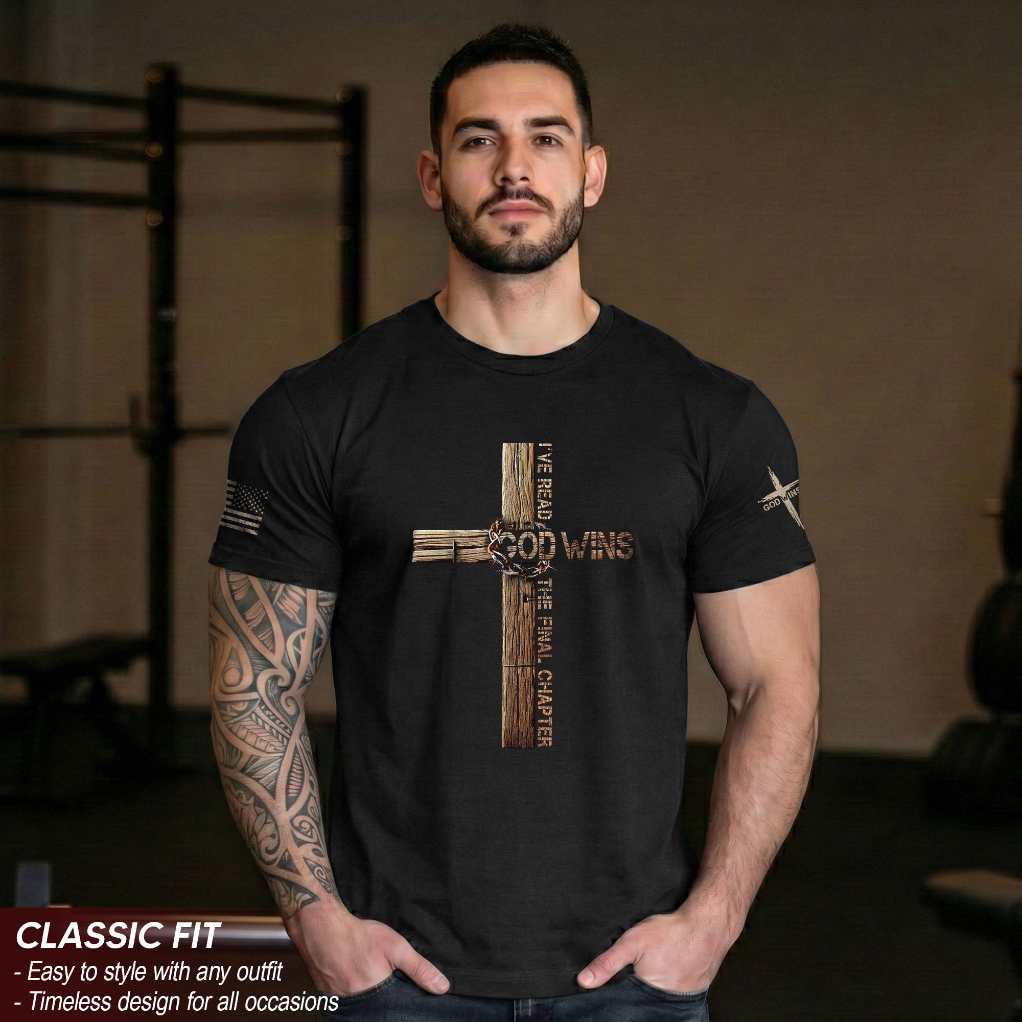 Victory in Christ T-Shirt – God Wins Cross Design