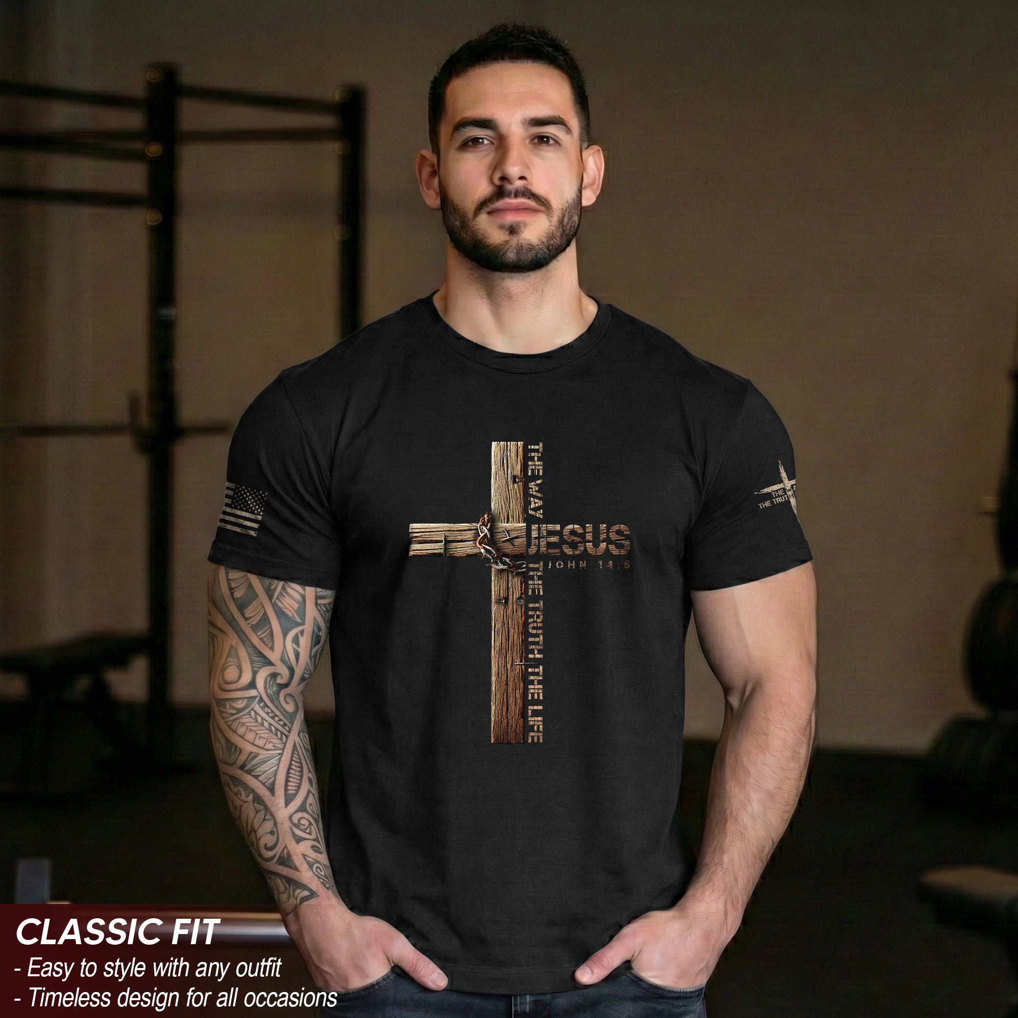 Jesus Is the Way T-Shirt – John 14:6 Cross Design