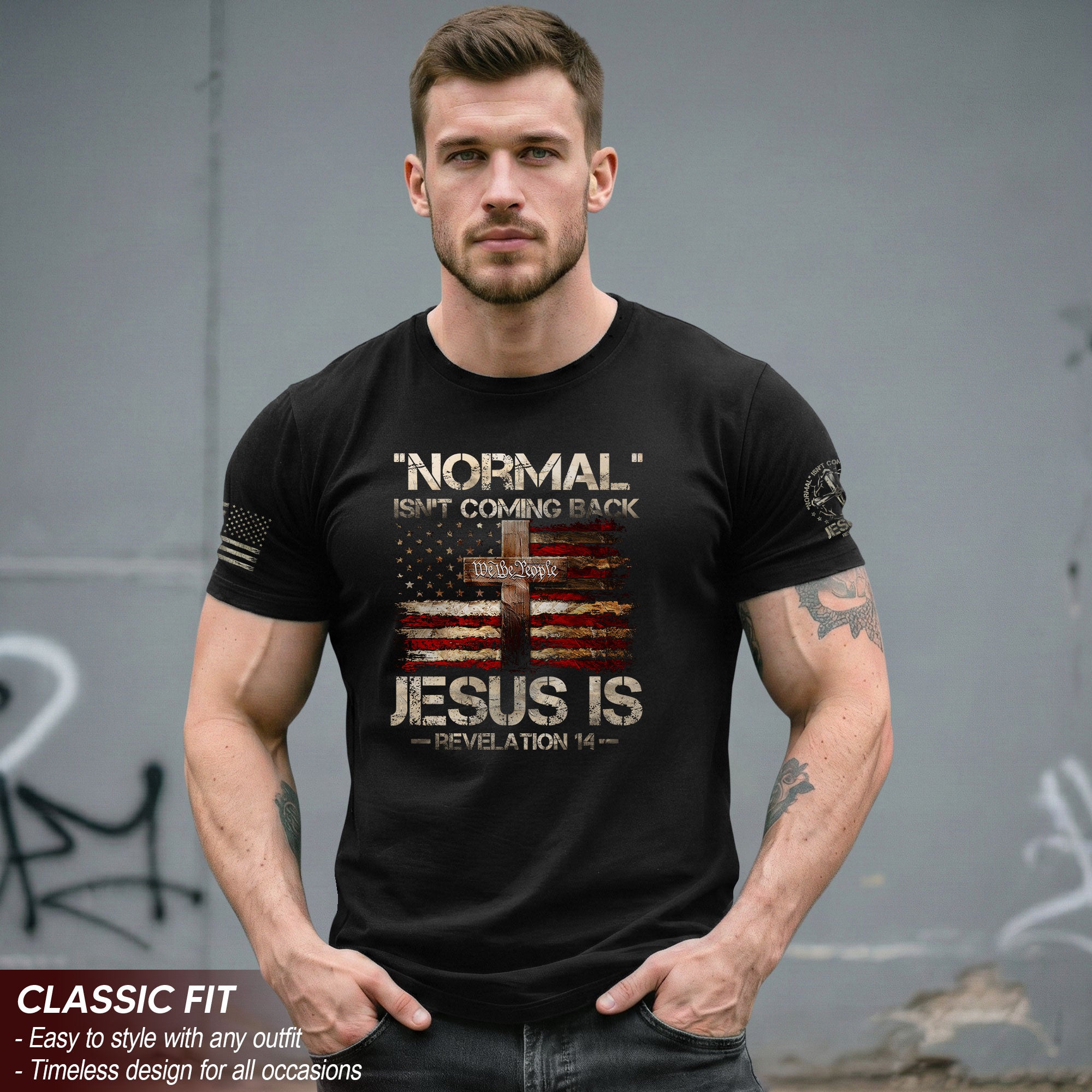 Jesus Is Coming Back – Revelation 14 Patriotic Faith T-shirt