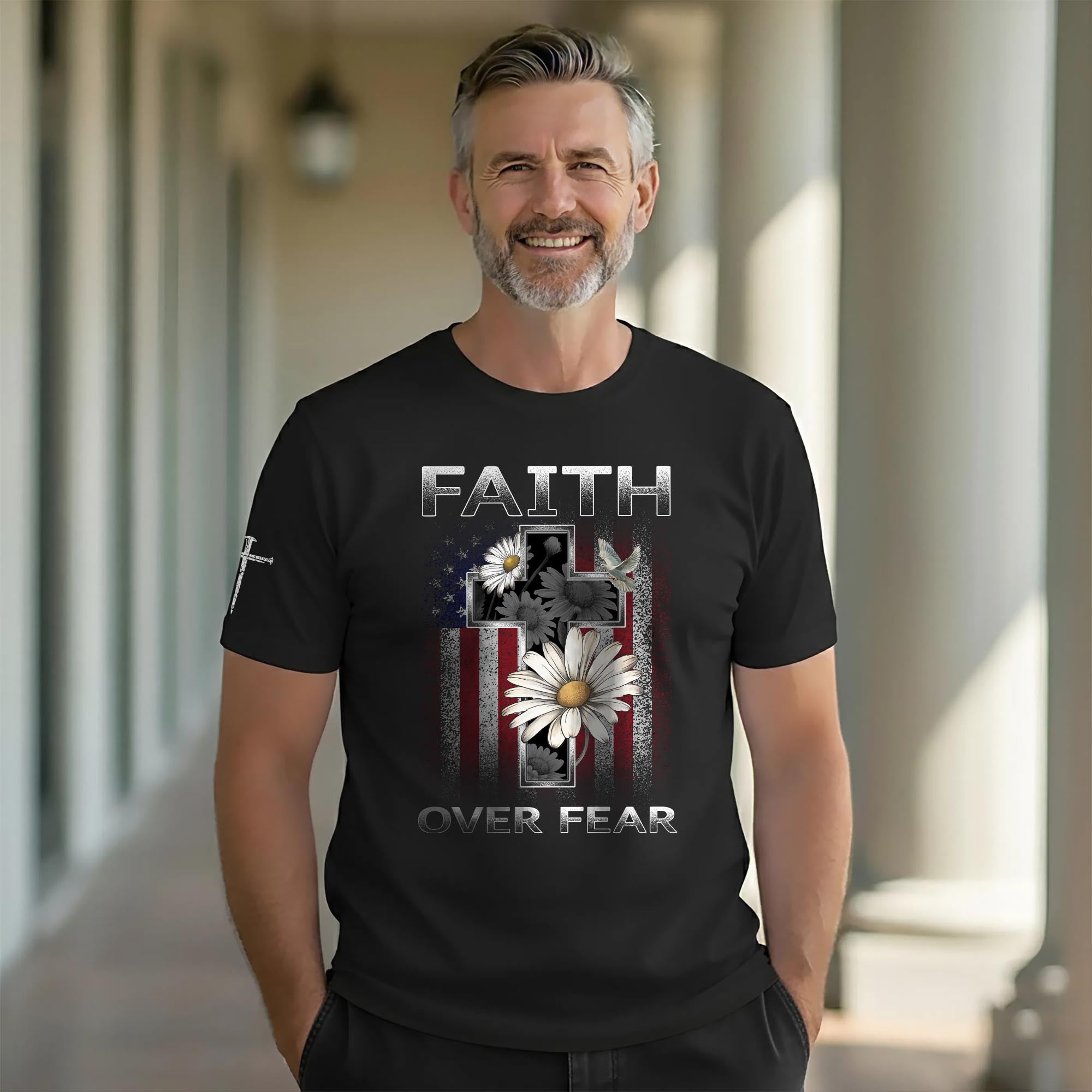 Faith Over Fear Christian Floral T-Shirt