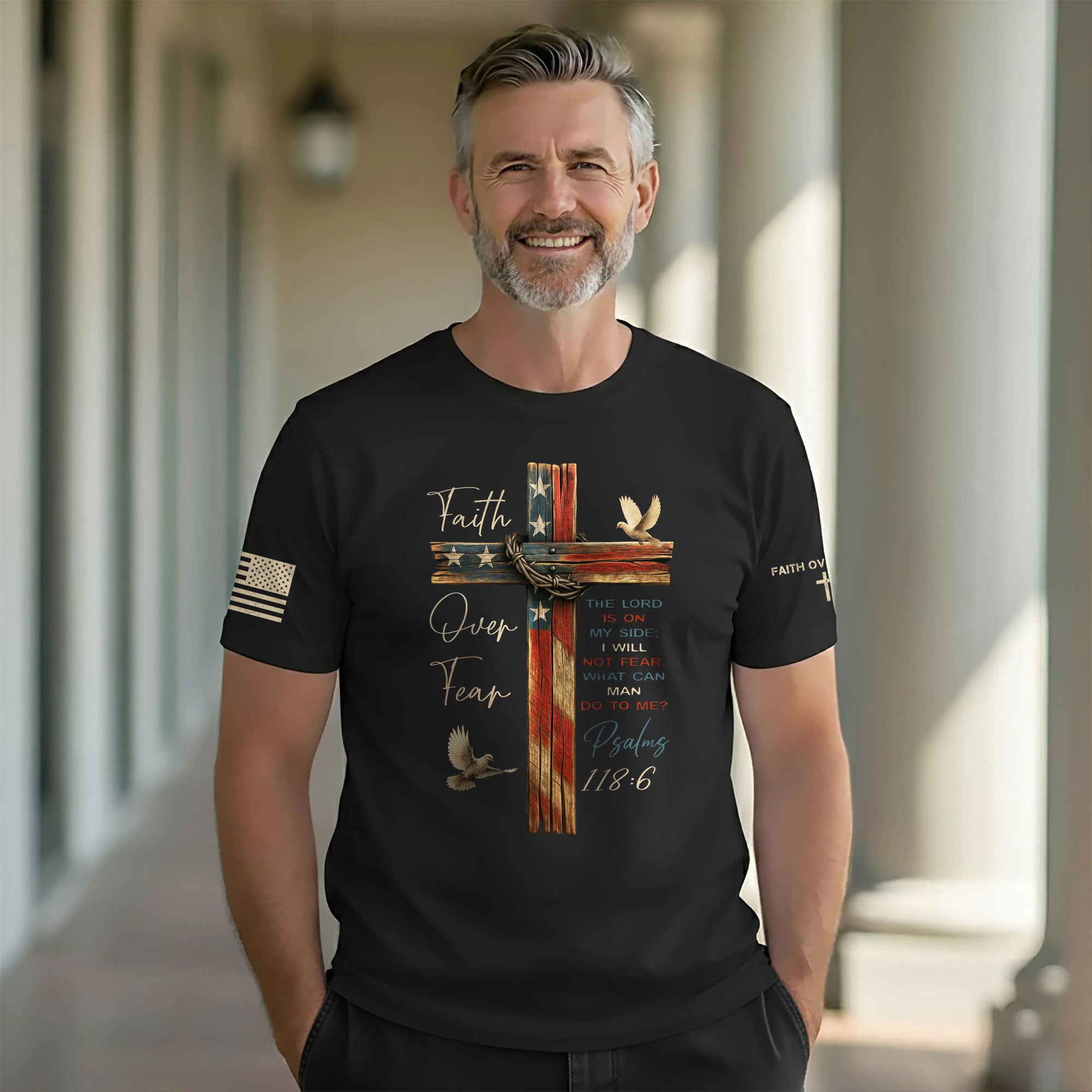 Faith Over Fear Rustic Cross T-Shirt