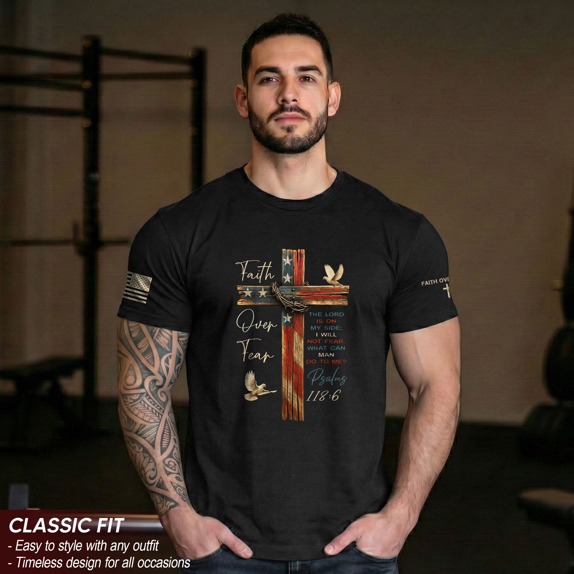Faith Over Fear Rustic Cross T-Shirt