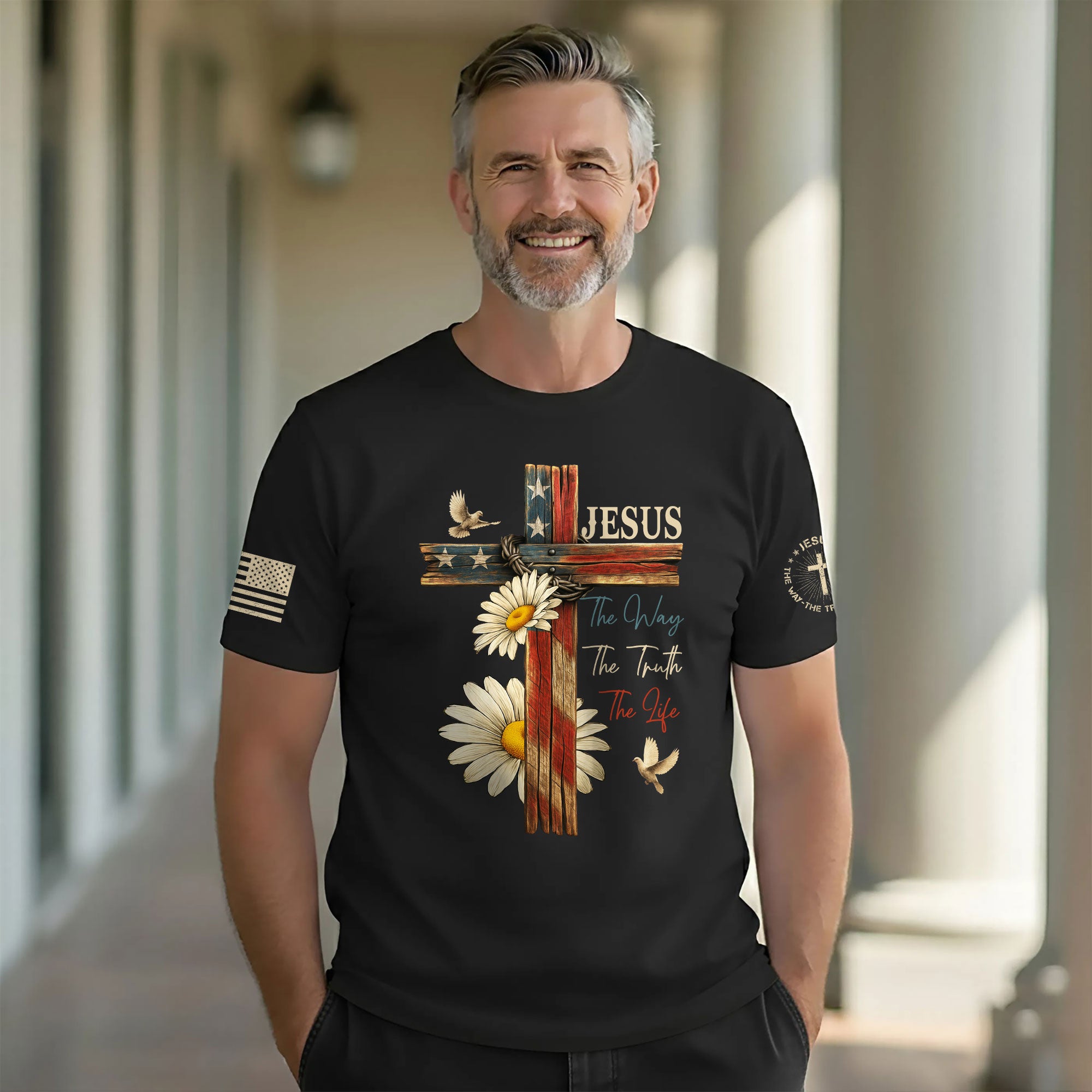 Faith Over Fear T-Shirt – Psalm 118:6 Cross & Flag Christian Vintage Tee