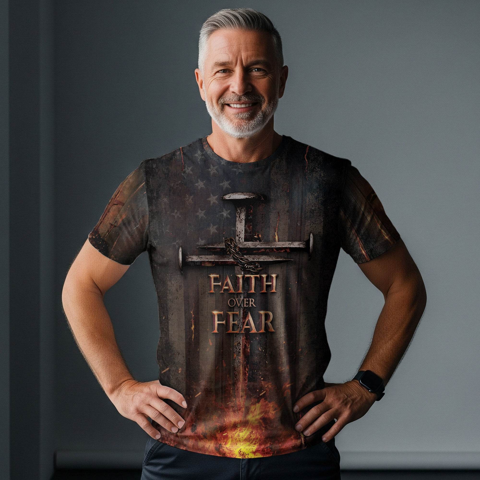 Faith Over Fear Patriotic T-Shirt - Rust Field Wear