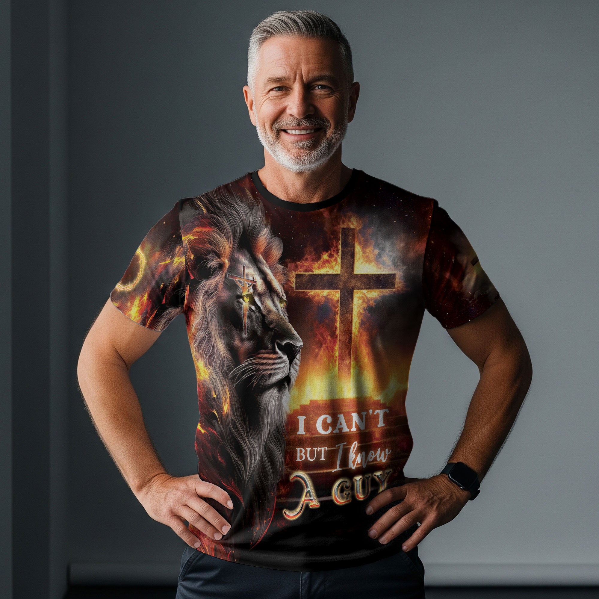 Strength From The Cross Philippians 4:13 Lion And Jesus T-Shirt