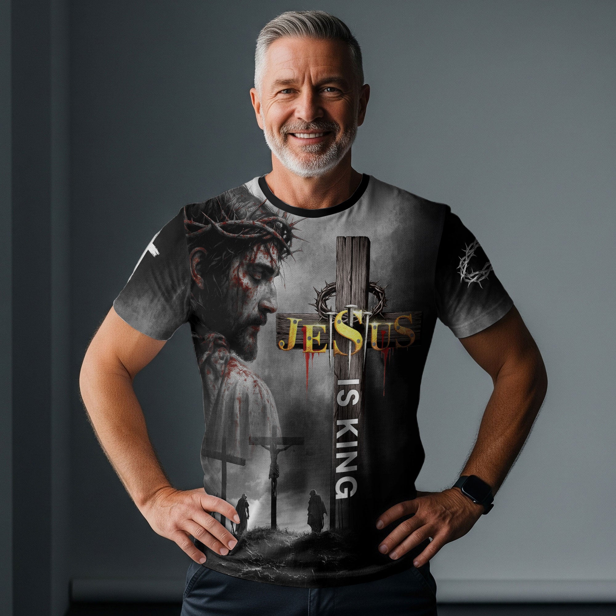 Jesus Is King Cross and Lion Warrior Faith T-Shirt