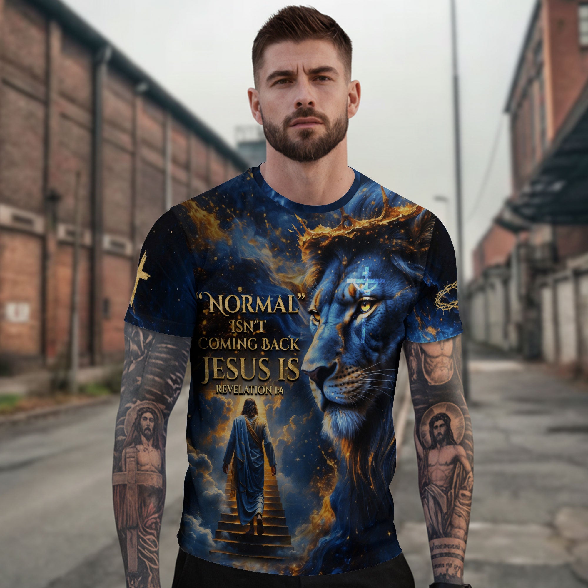 Revelation Blue Lion “Jesus Is Coming Back” Christian T-Shirt