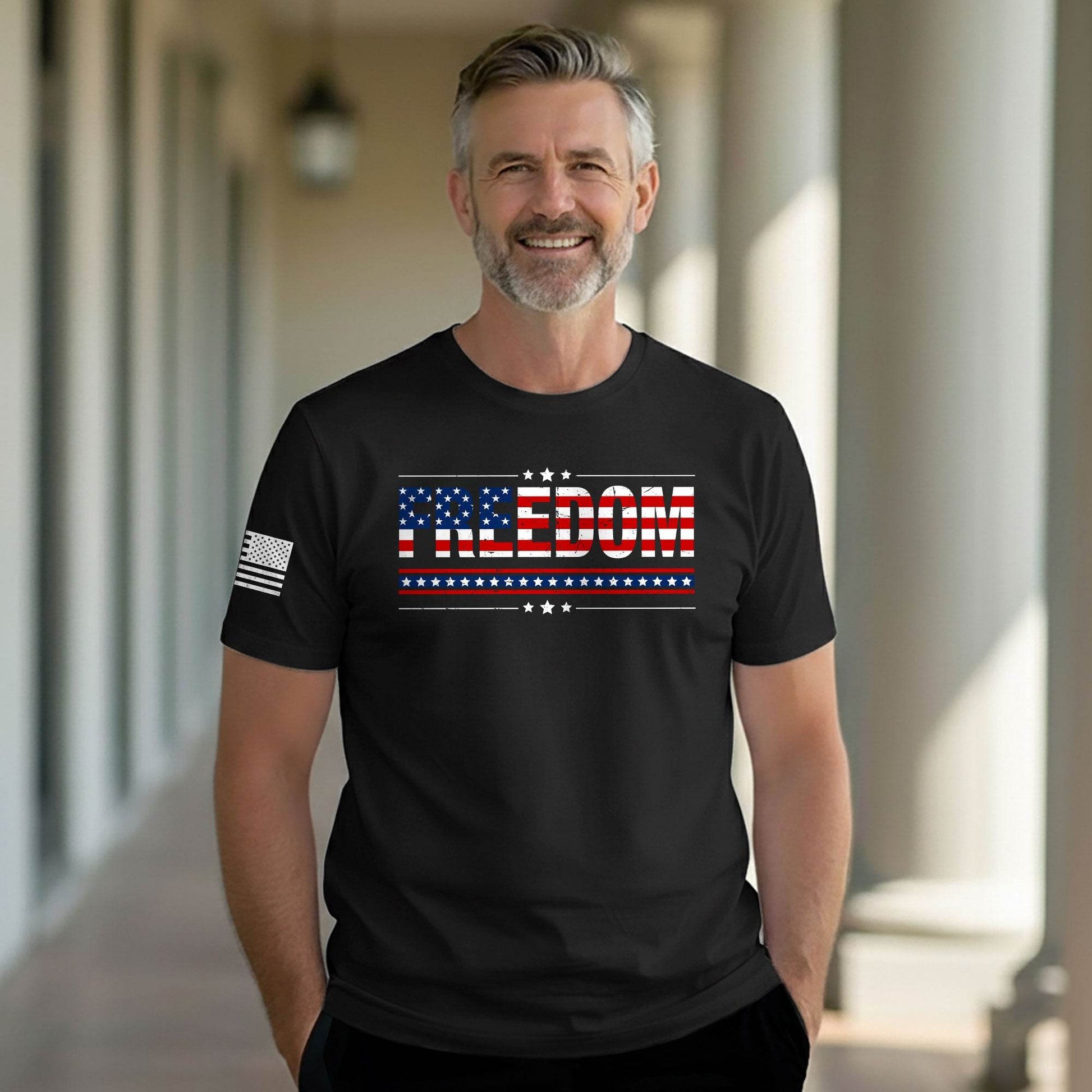 Freedom American Flag Stars & Stripes Patriotic T-Shirt - Rust Field Wear