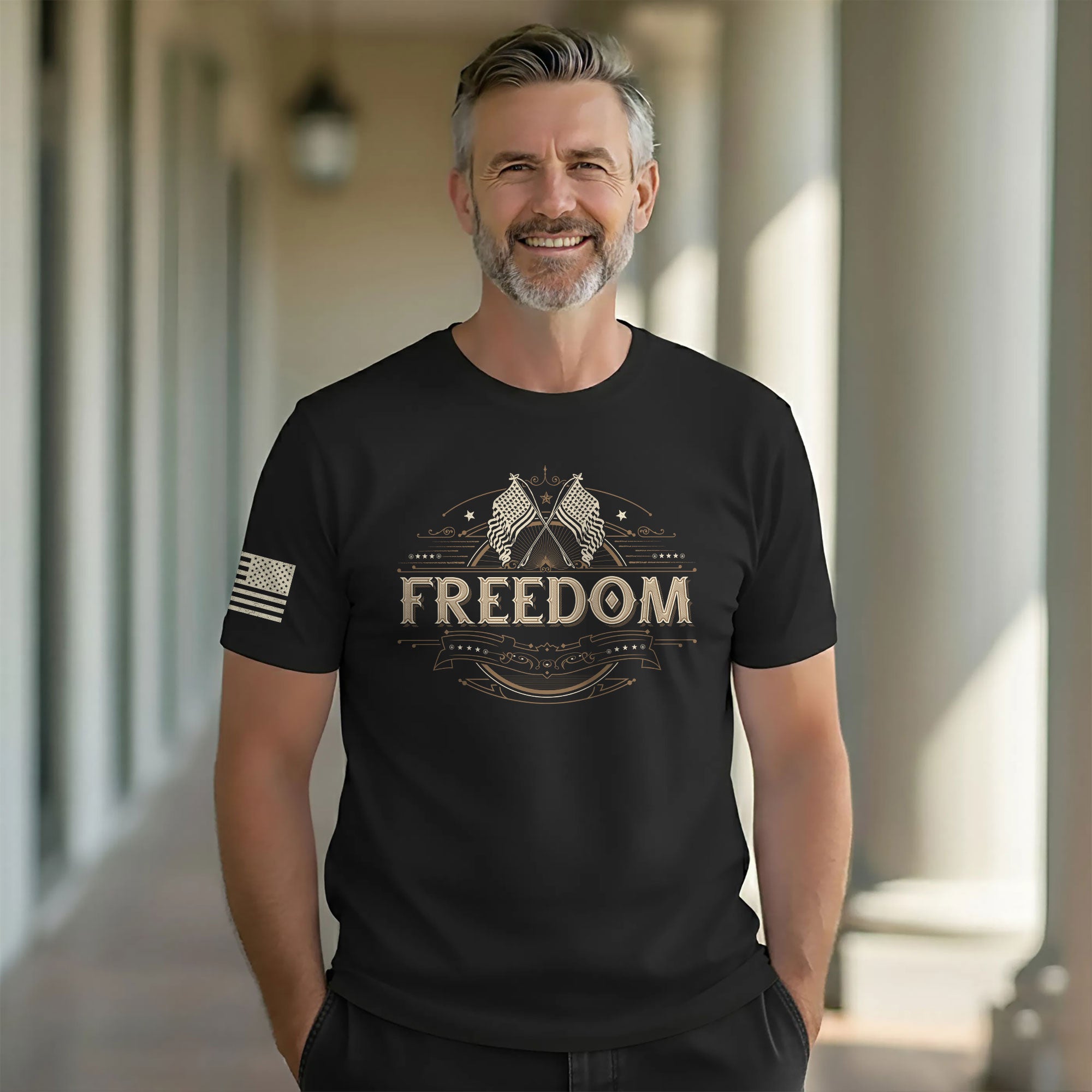 Freedom Heritage Patriotic American Flag Tribute T-Shirt