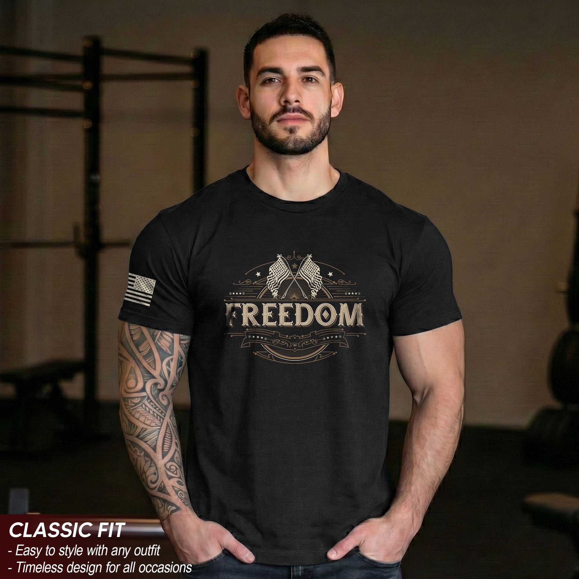 Freedom Heritage Patriotic American Flag Tribute T-Shirt