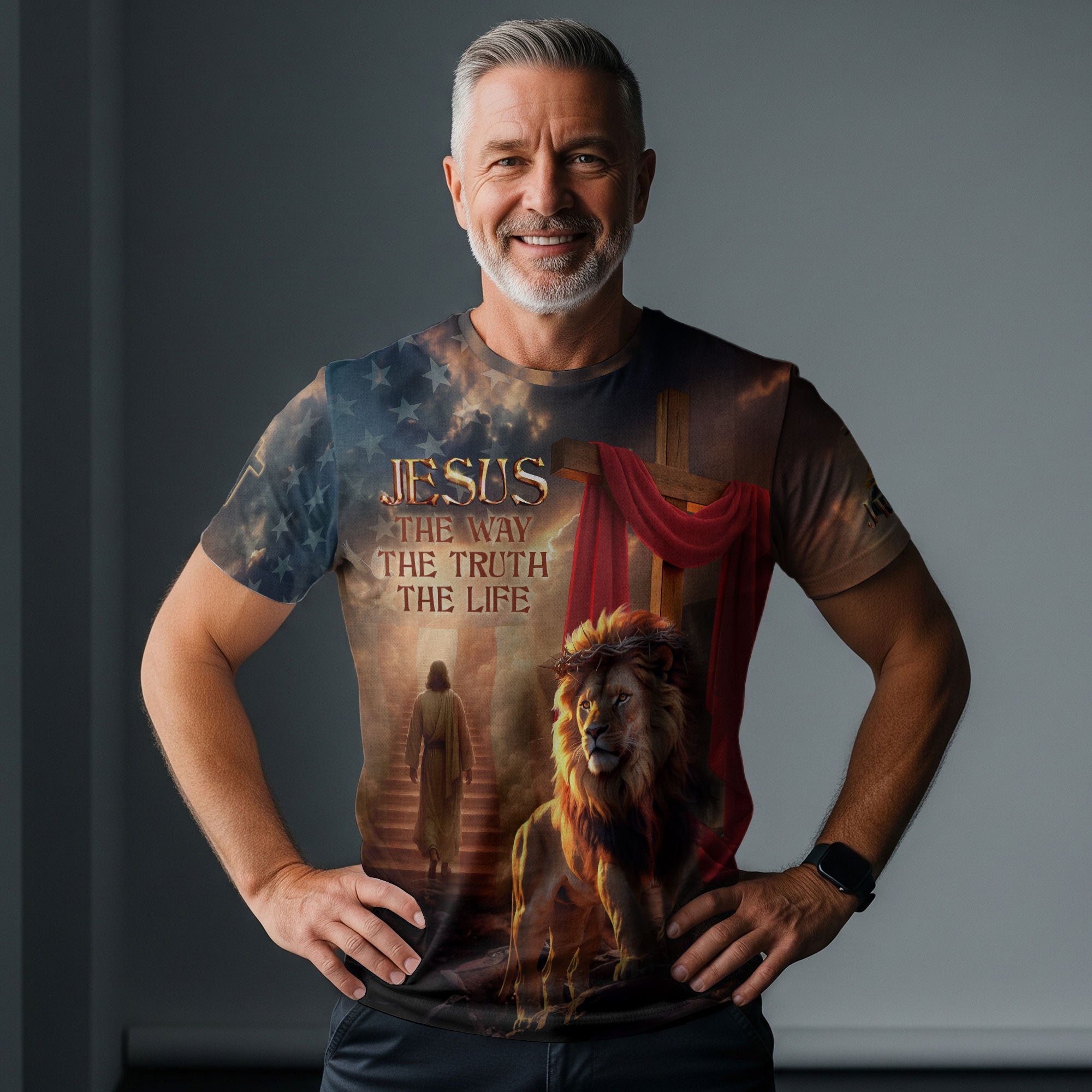 Jesus The Way The Truth The Life Lion and Lamb Christian T-Shirt