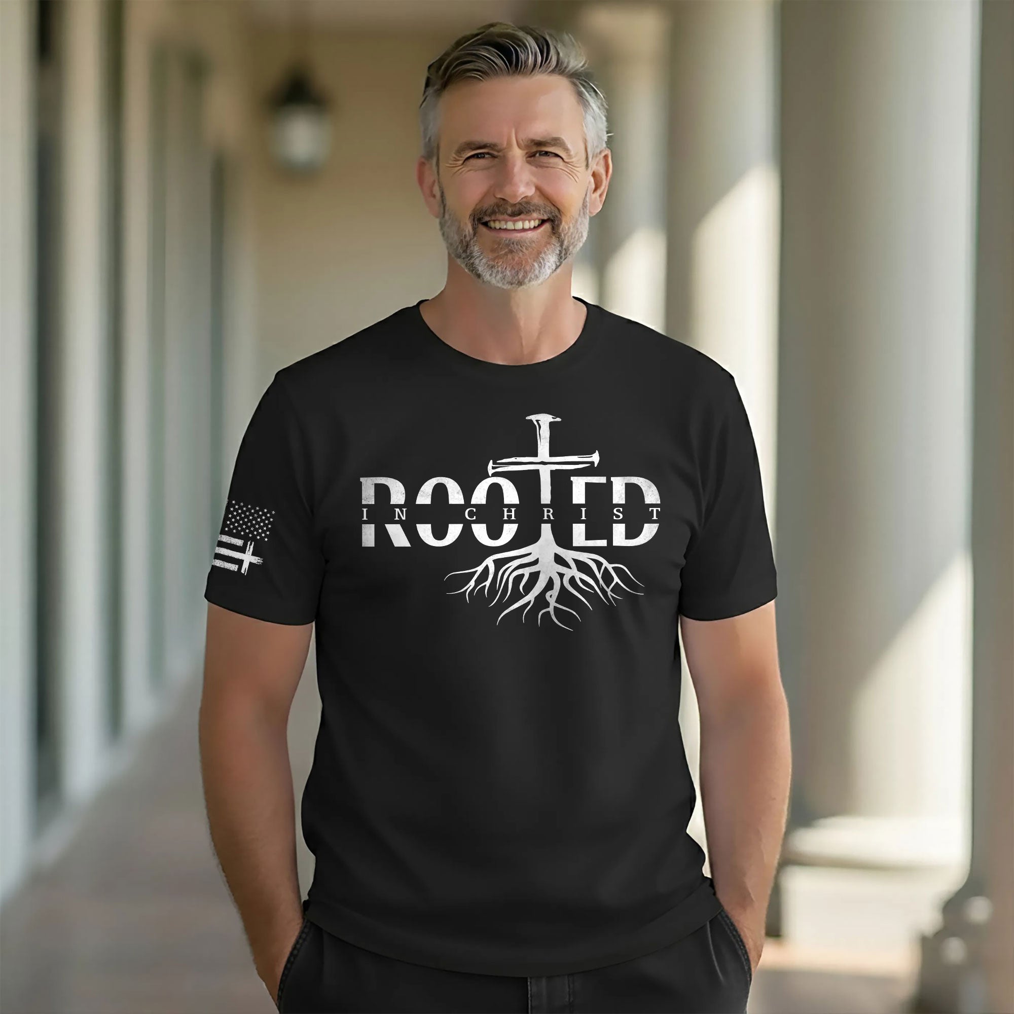 Rooted In Christ Cross Roots Christian T-Shirt