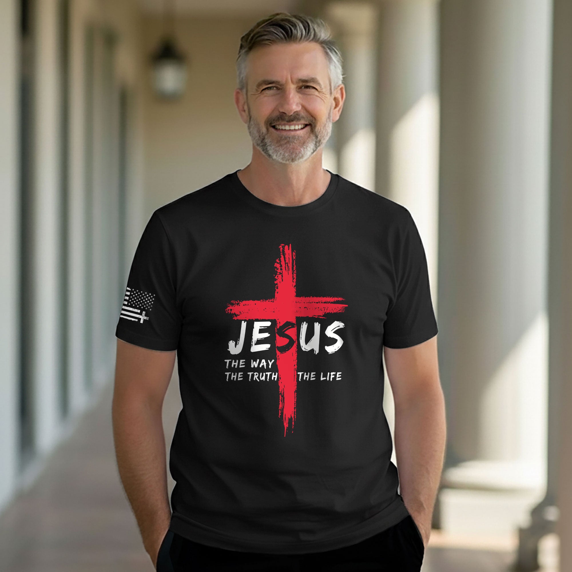 Jesus The Way The Truth The Life Red Cross Christian T-Shirt