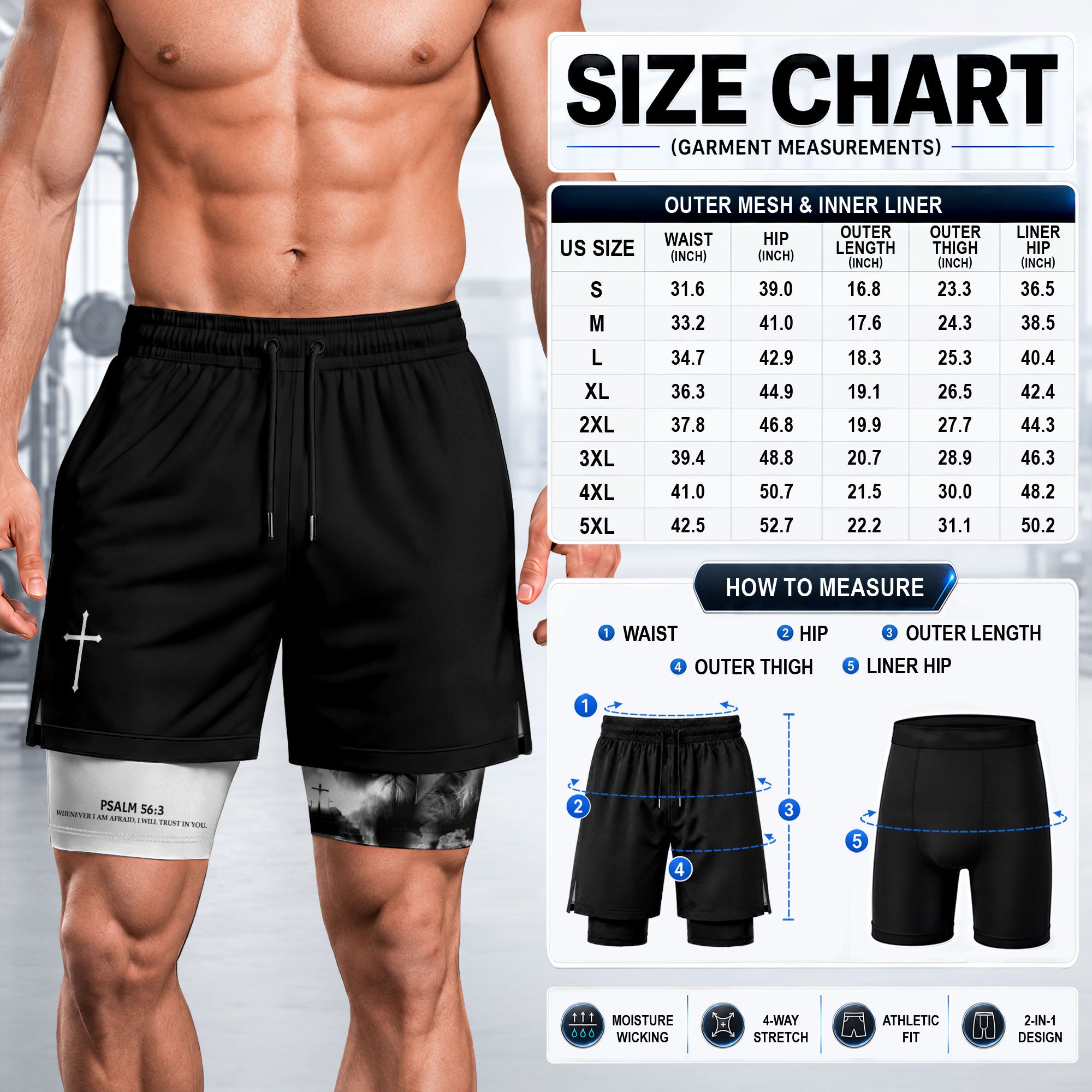 Psalm 56:3 Christian Gym Shorts for Men Lion Armor Cross Design - Rust Field Wear