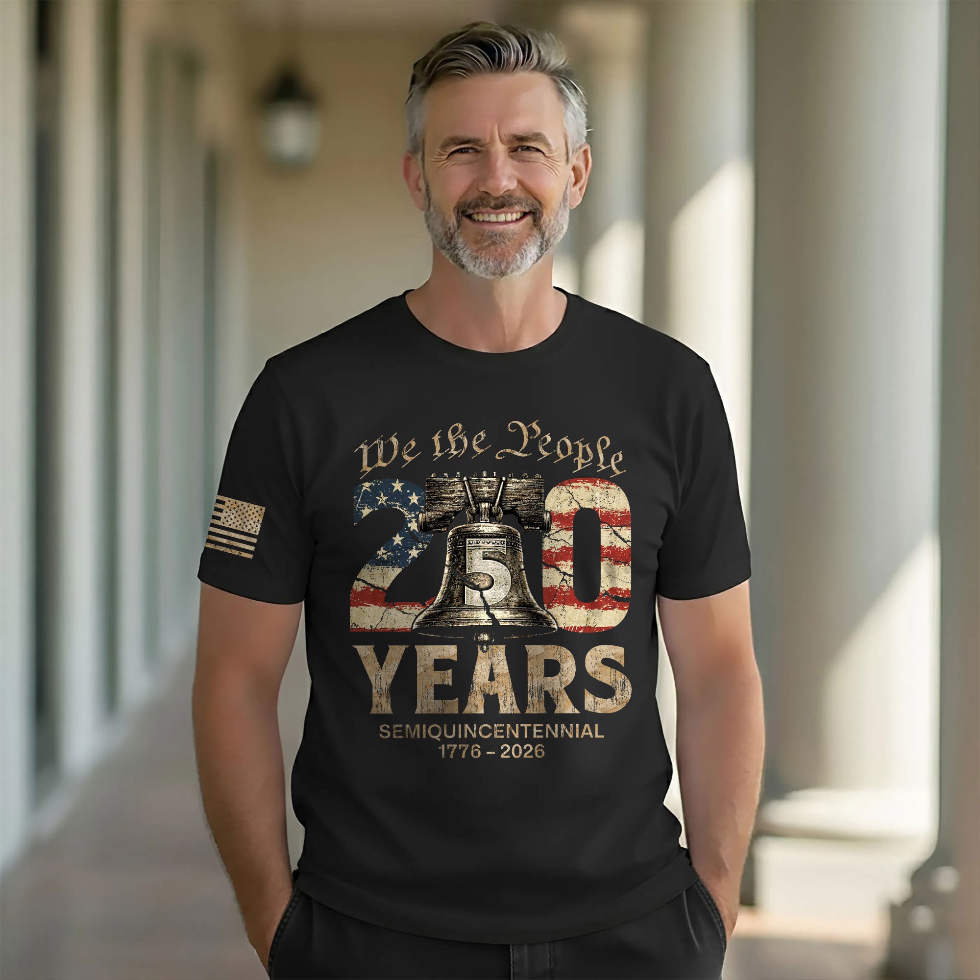 USA 250th Anniversary Shirt 1776-2026 Liberty Bell We The People Patriotic for Men