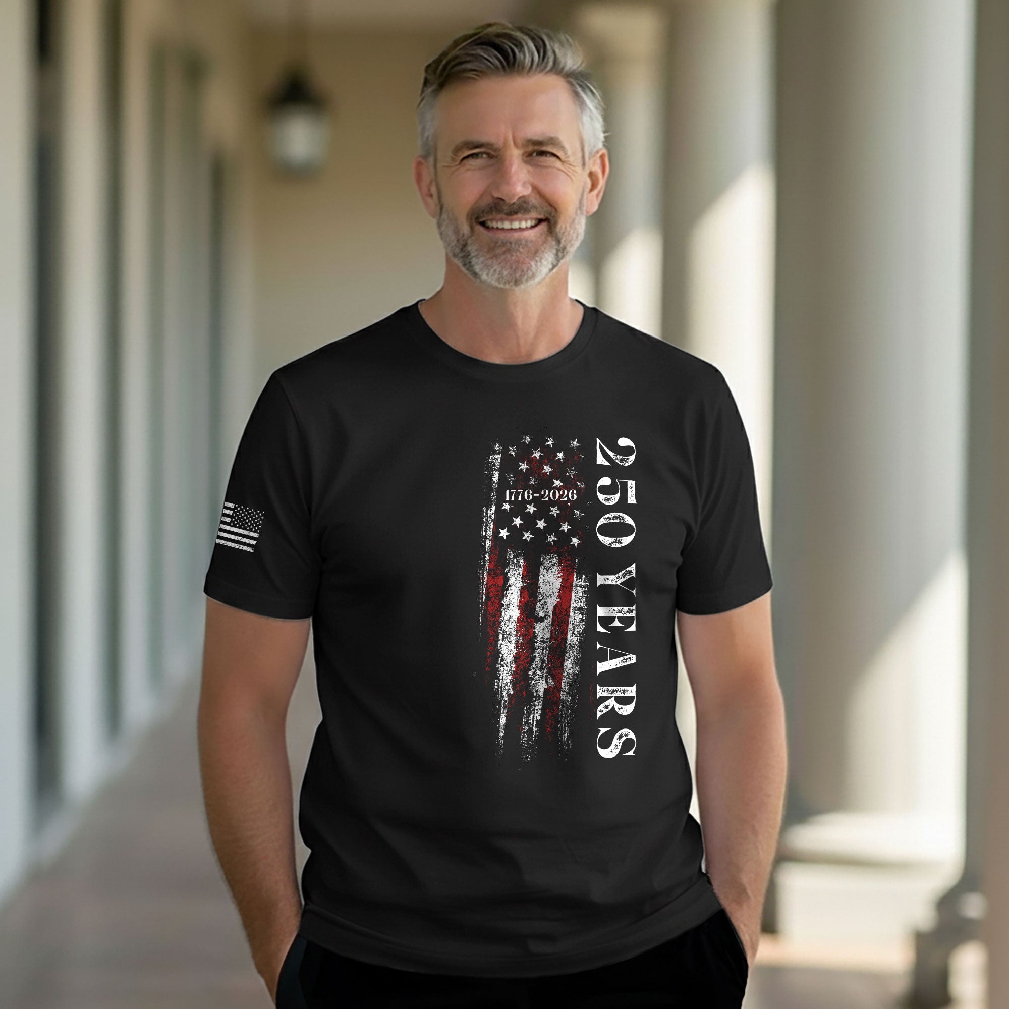 250 Years Vertical Flag T-Shirt – Vintage USA Independence 1776–2026 Shirt