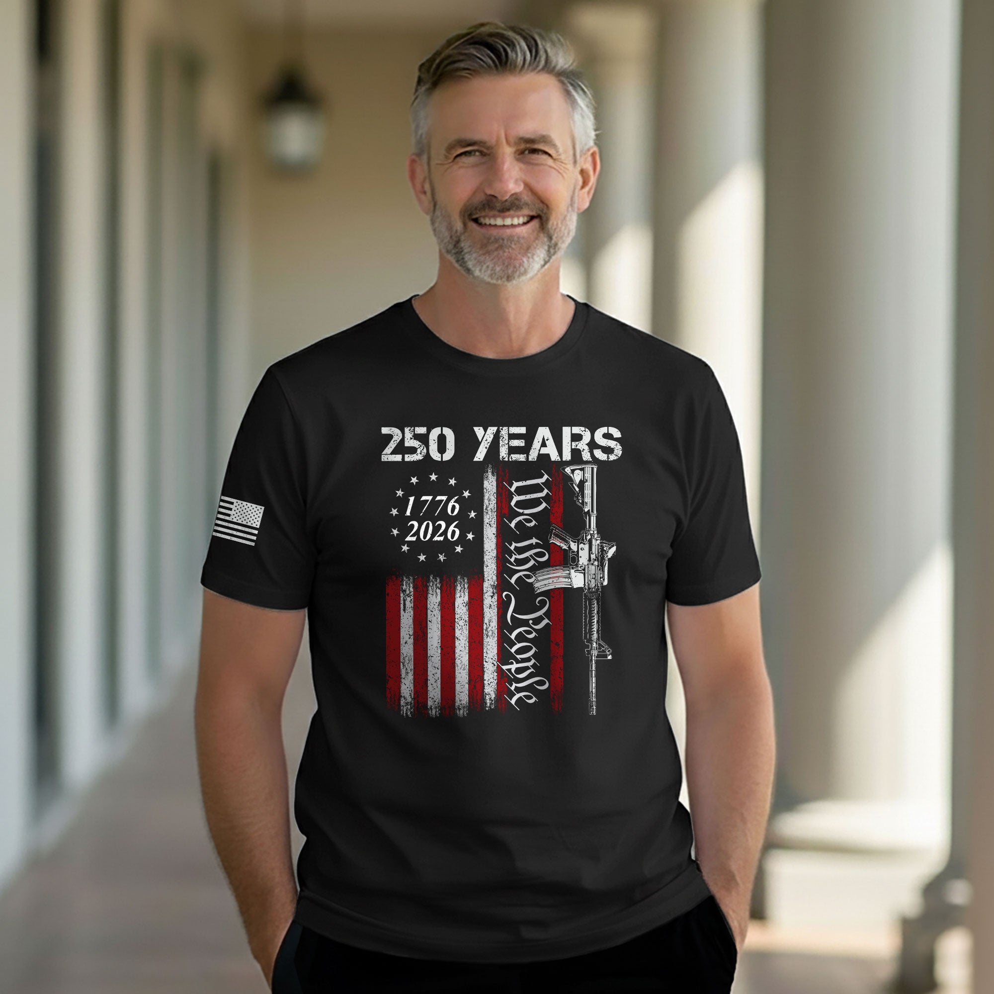 250 Years We The People T-Shirt – Vintage USA Flag 1776–2026 Independence Tee