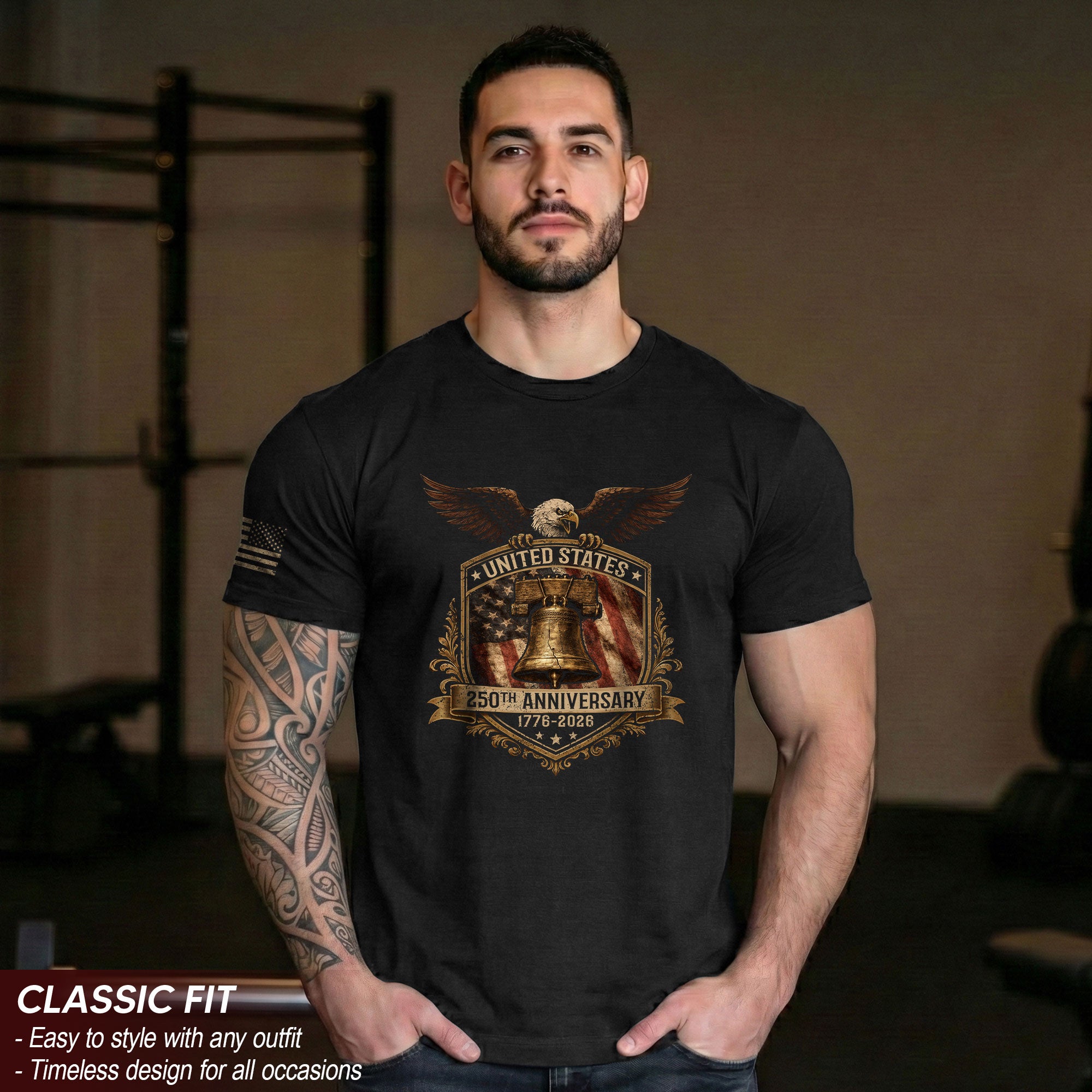USA 250th Anniversary 250 Years Shirt 1776-2026 Liberty Bell Eagle Patriotic Heritage Crest