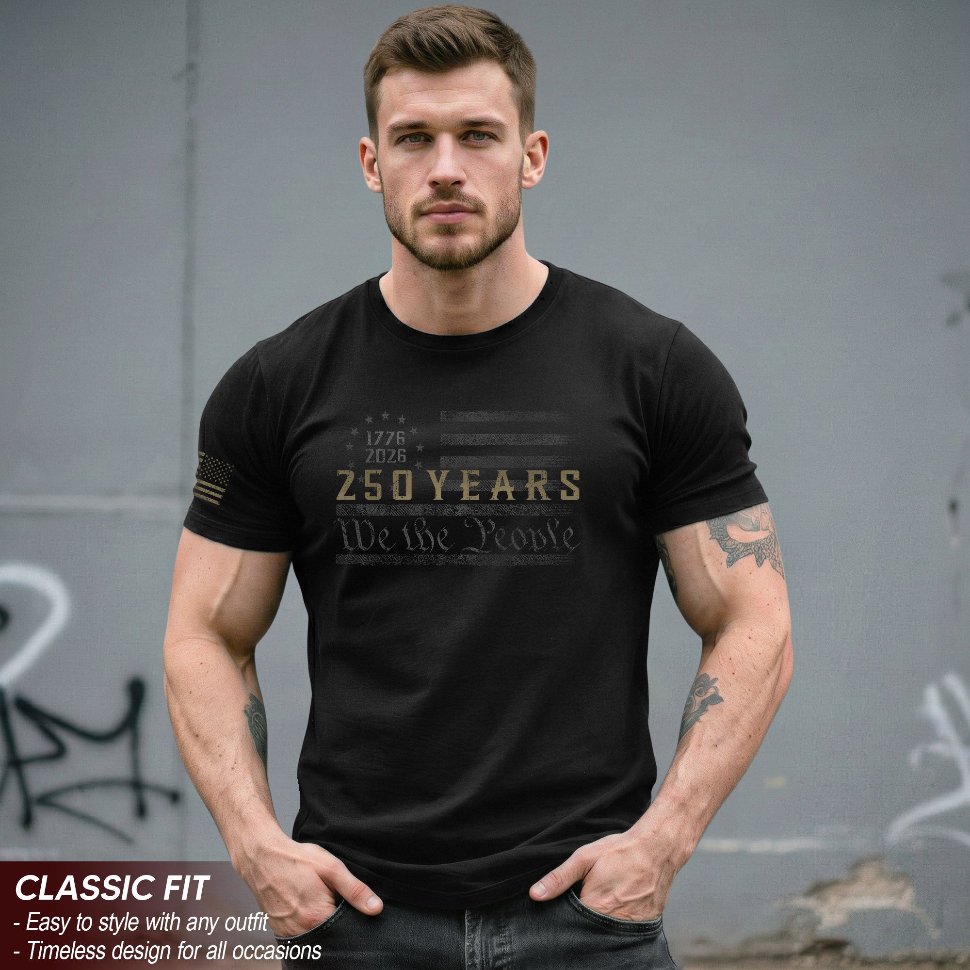 250 Years American Freedom T-Shirt – Minimal USA Flag 1776–2026 Tee