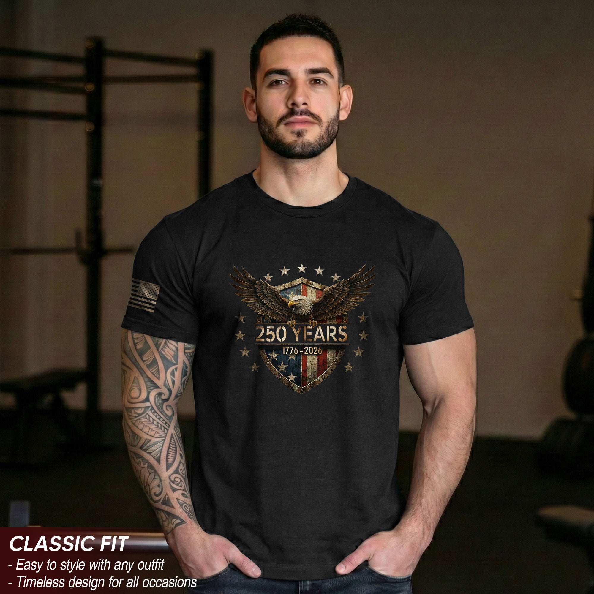 USA 250th Anniversary Shirt 1776-2026 American Flag Eagle Patriotic for Men