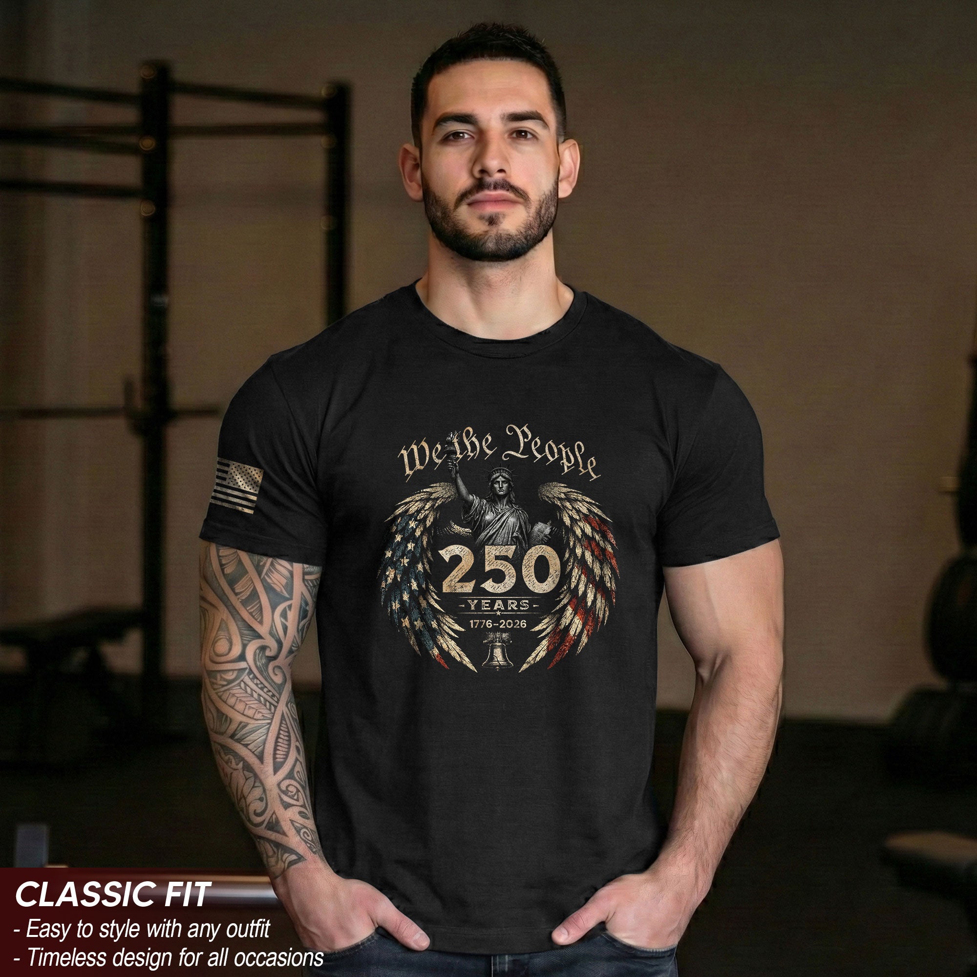 USA 250th Anniversary Shirt 1776-2026 We The People Statue of Liberty Patriotic for Men