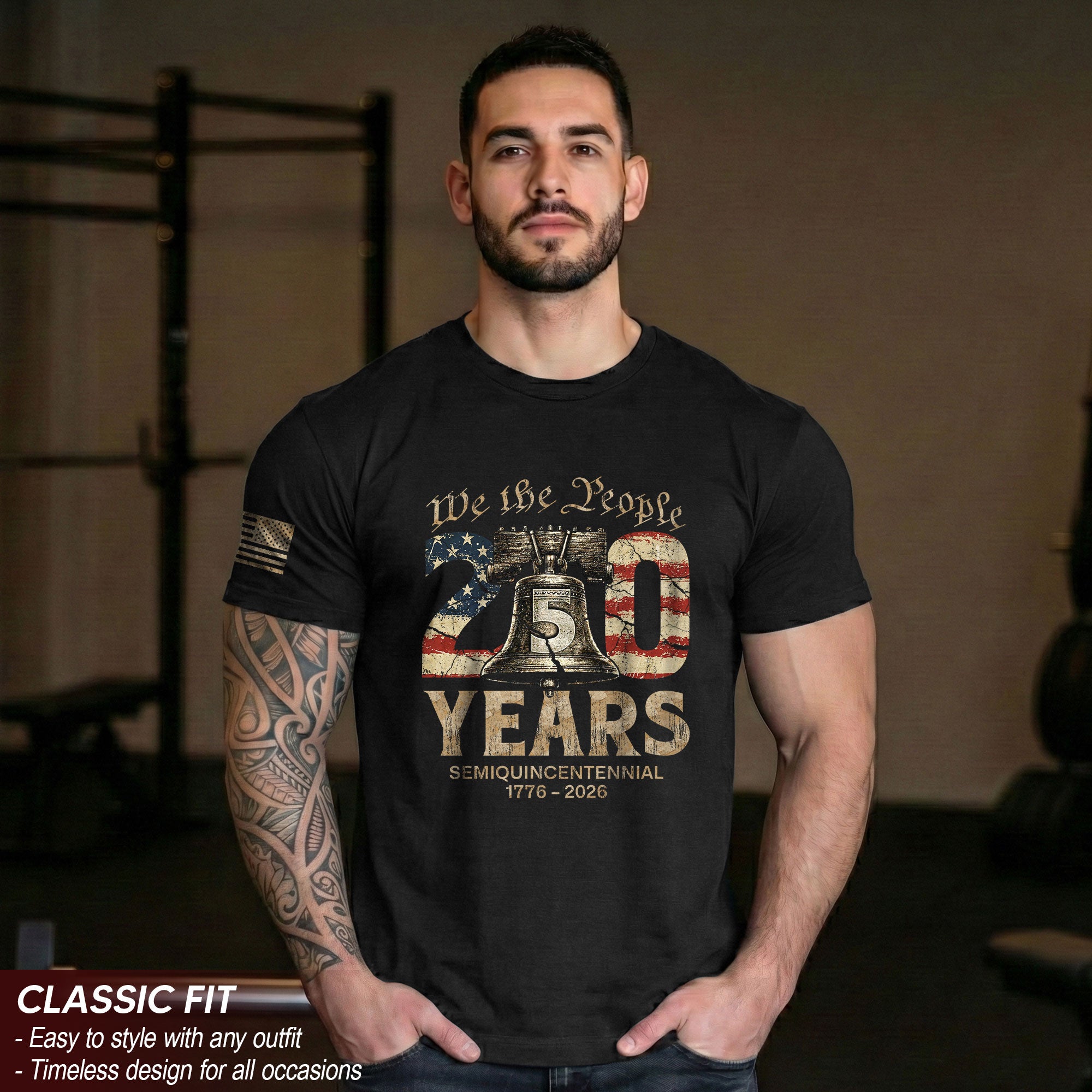 USA 250th Anniversary Shirt 1776-2026 Liberty Bell We The People Patriotic for Men