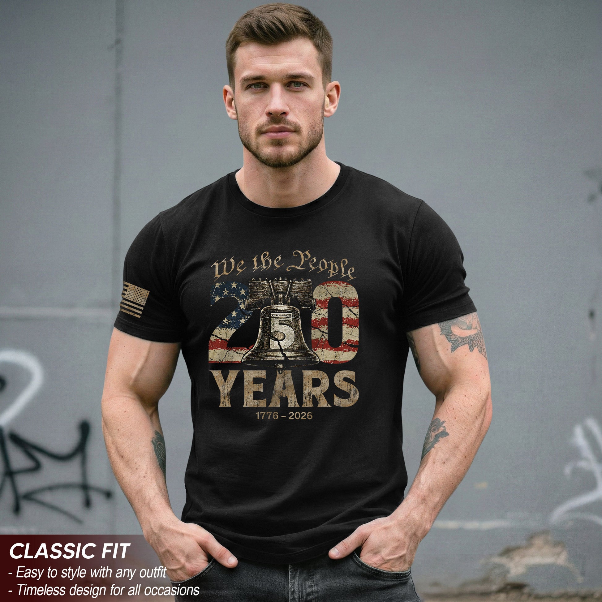 USA 250th Anniversary Shirt 1776-2026 Liberty Bell We The People Patriotic for Men - Rust Field Wear