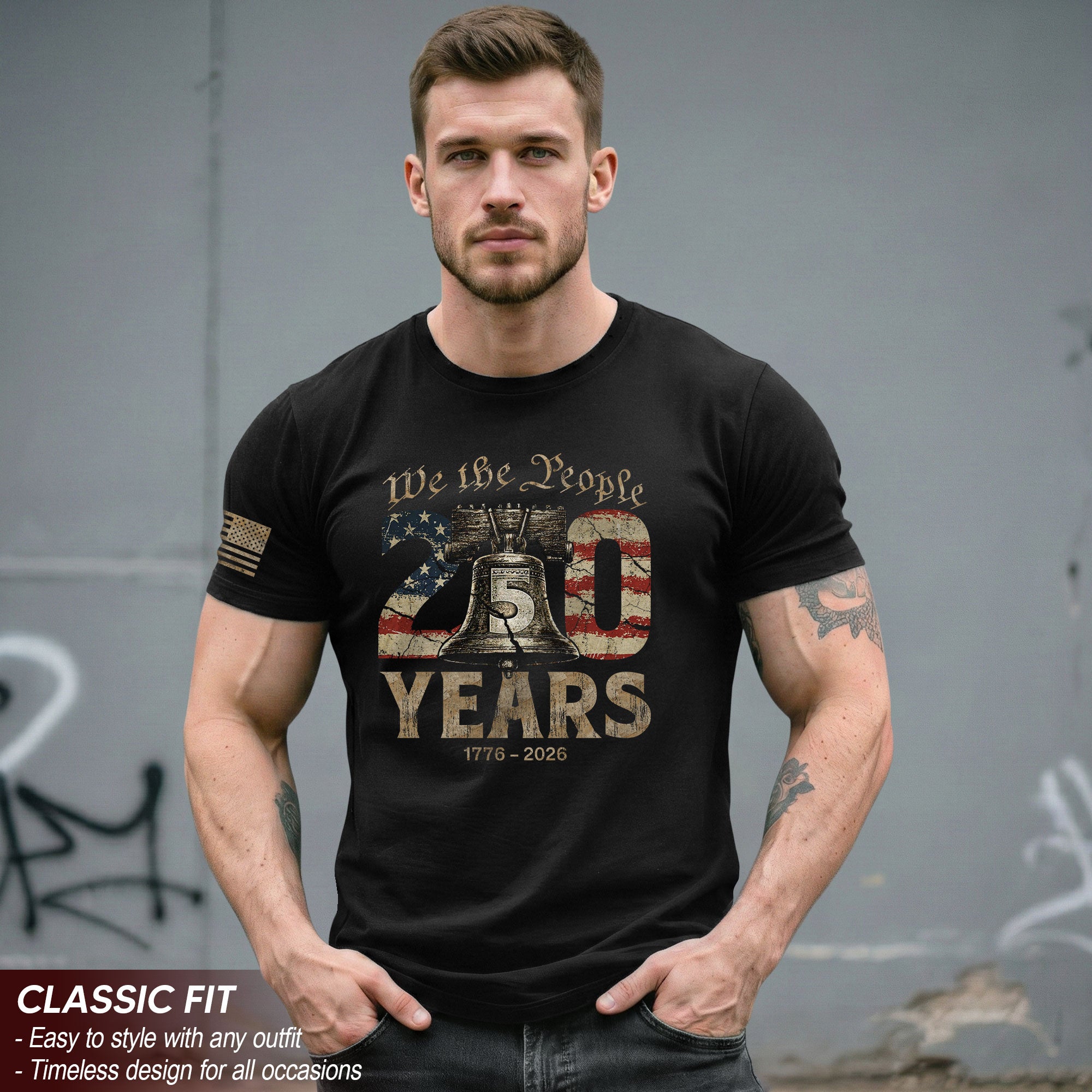 USA 250th Anniversary Shirt 1776-2026 Liberty Bell We The People Patriotic for Men - Rust Field Wear