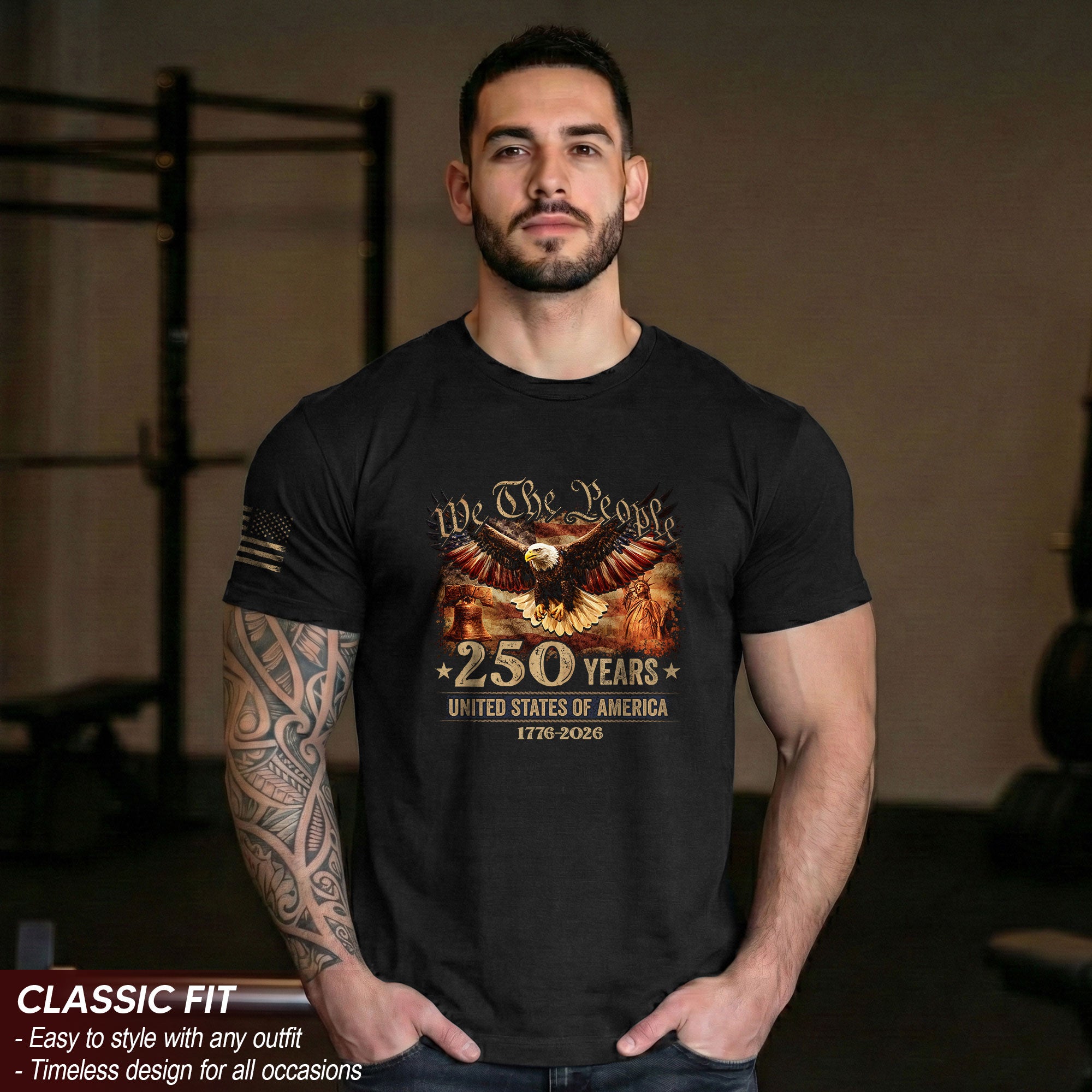 USA 250th Anniversary Shirt 1776-2026 Eagle Liberty Bell Statue of Liberty Patriotic