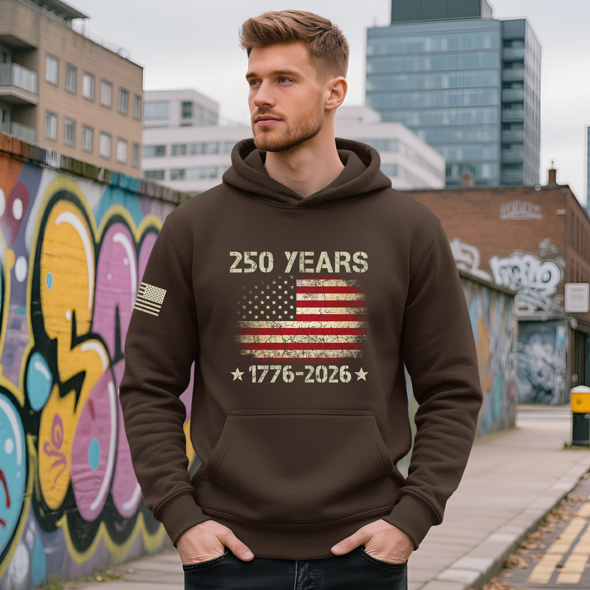 USA 250th Anniversary Semiquincentennial 250 Years Hoodie 1776-2026 Vintage Distressed Flag Patriotic