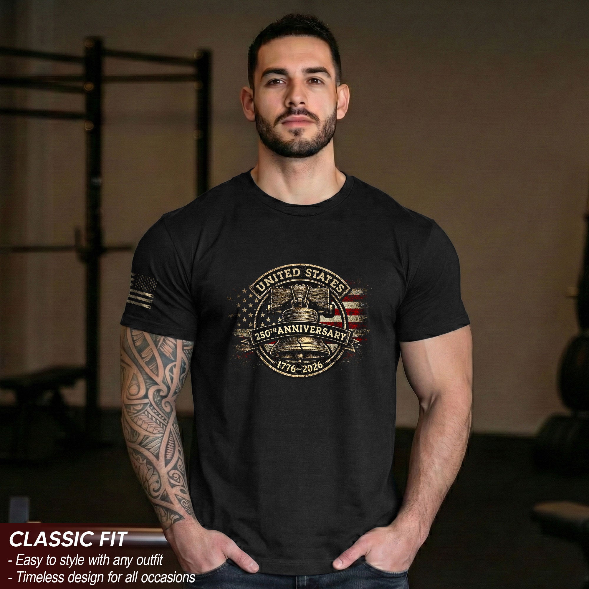 USA 250th Anniversary Shirt 1776-2026 Liberty Bell Patriotic American Flag