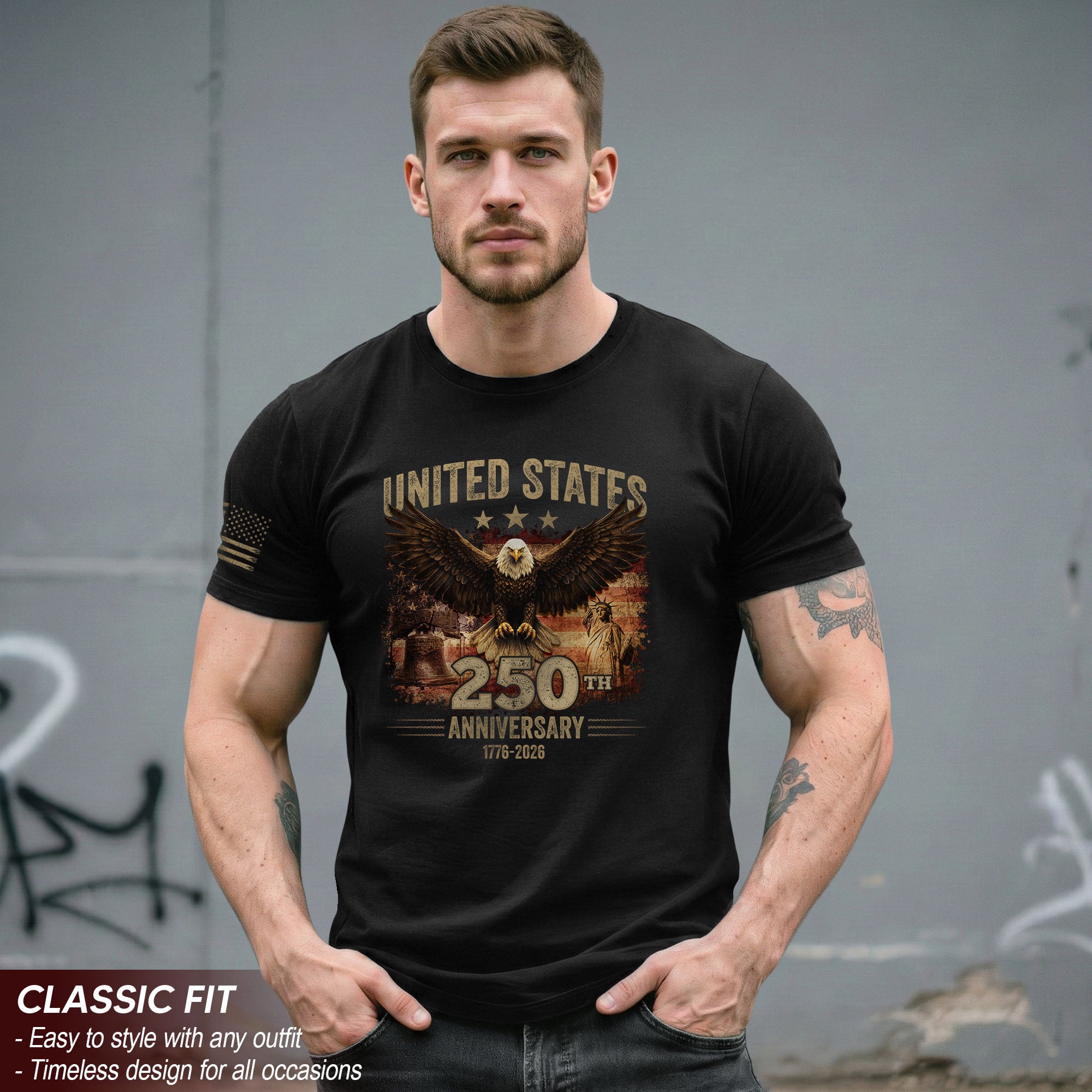 USA 250th Anniversary 250 Years Shirt 1776-2026 Vintage American Eagle Liberty Bell