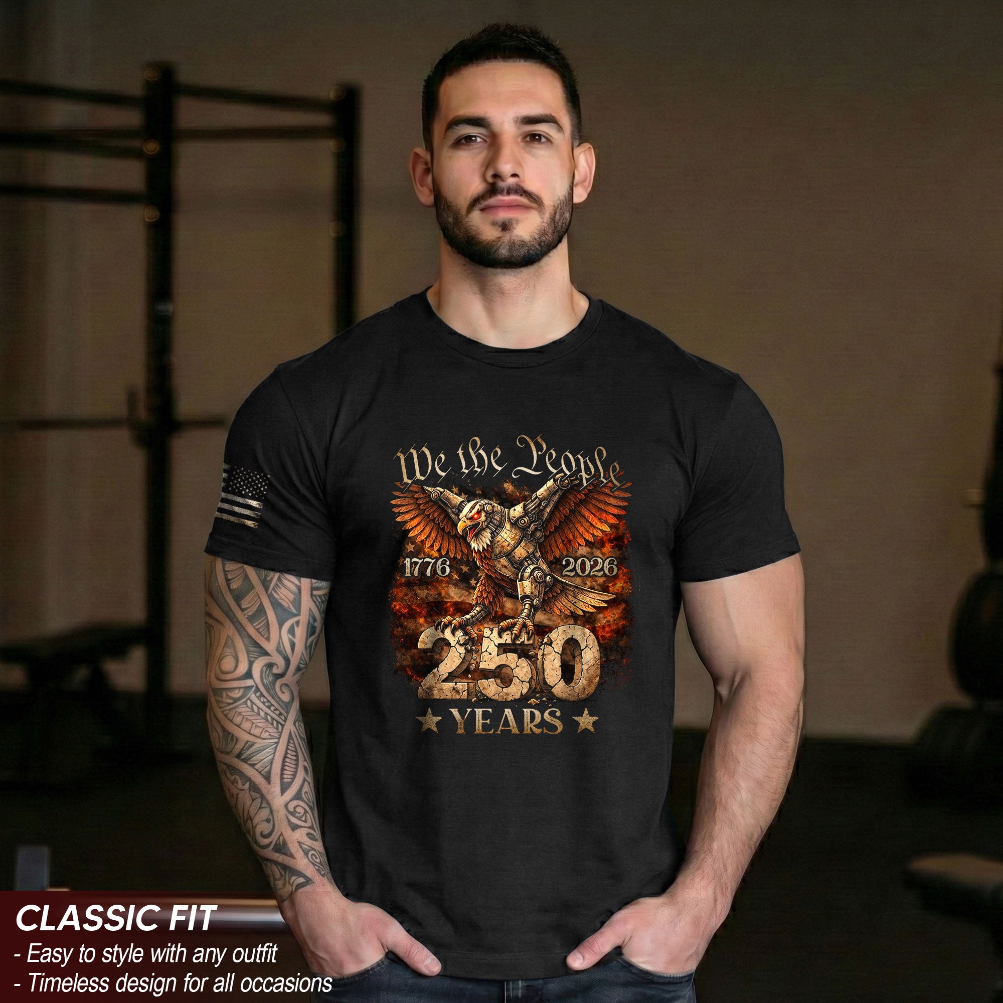 USA 250th Anniversary Semiquincentennial 250 Years Shirt 1776-2026 Mechanical Eagle We The People Mental Strength Patriotic