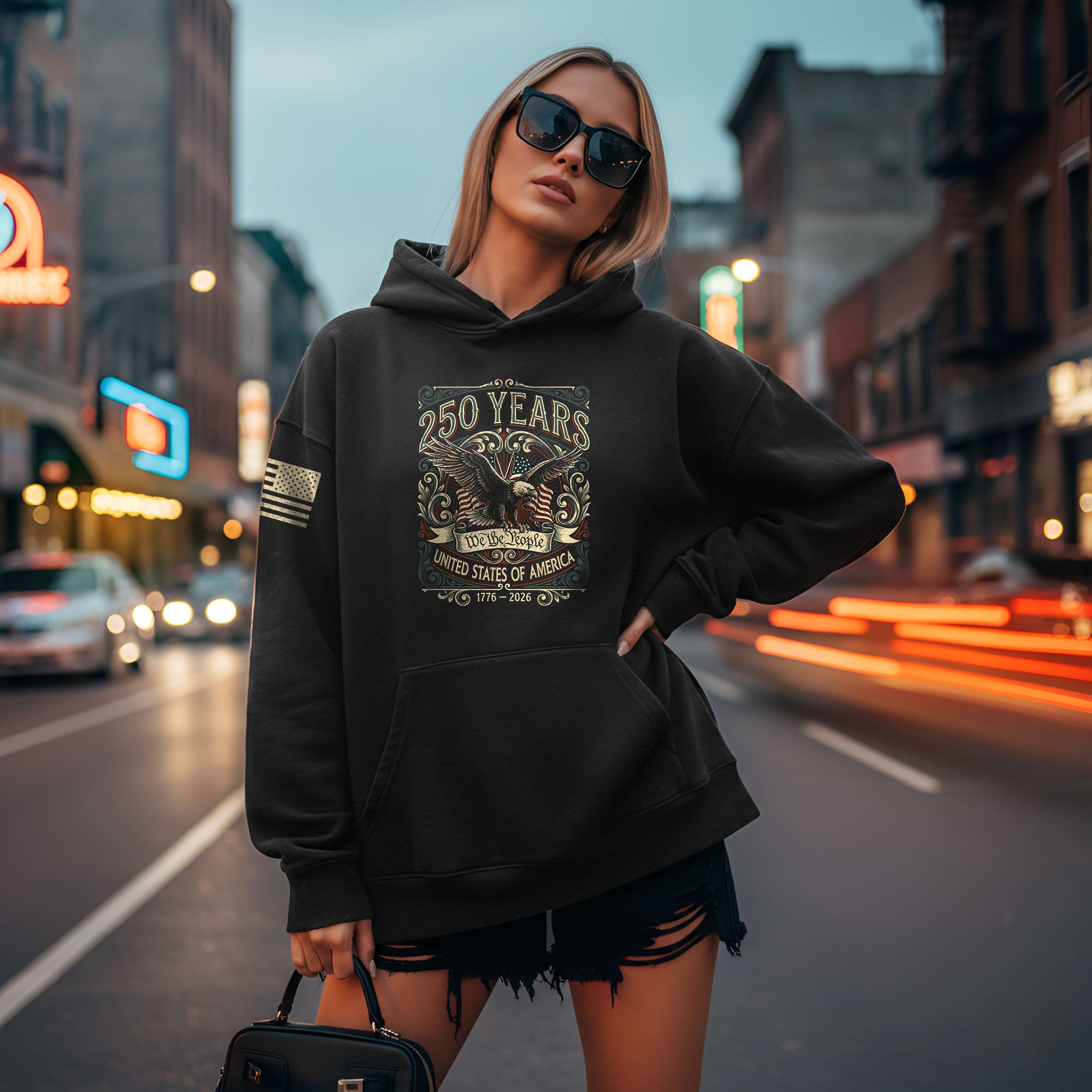 America 1776–2026 250 Years Anniversary Hoodie, Patriotic Eagle Symbol of Freedom and Pride - Rust Field Wear
