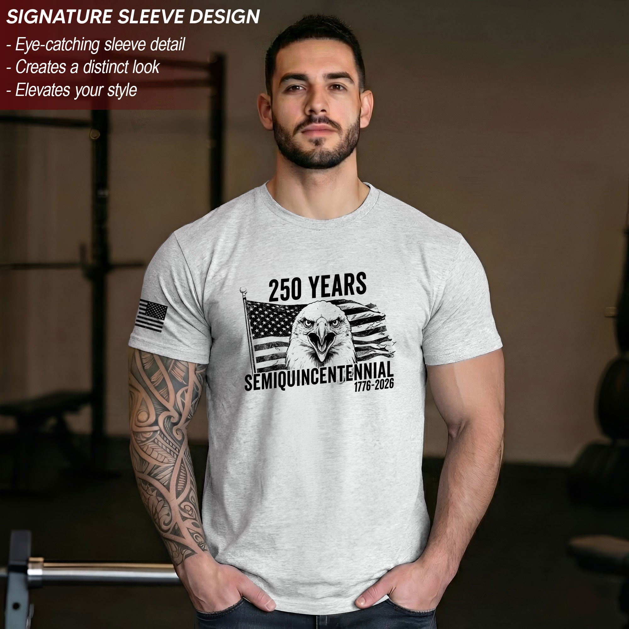 USA 250th Anniversary T-Shirt 1776-2026 - 250 Years Semiquincentennial Patriotic Eagle Liberty Bell Graphic Tee for Men