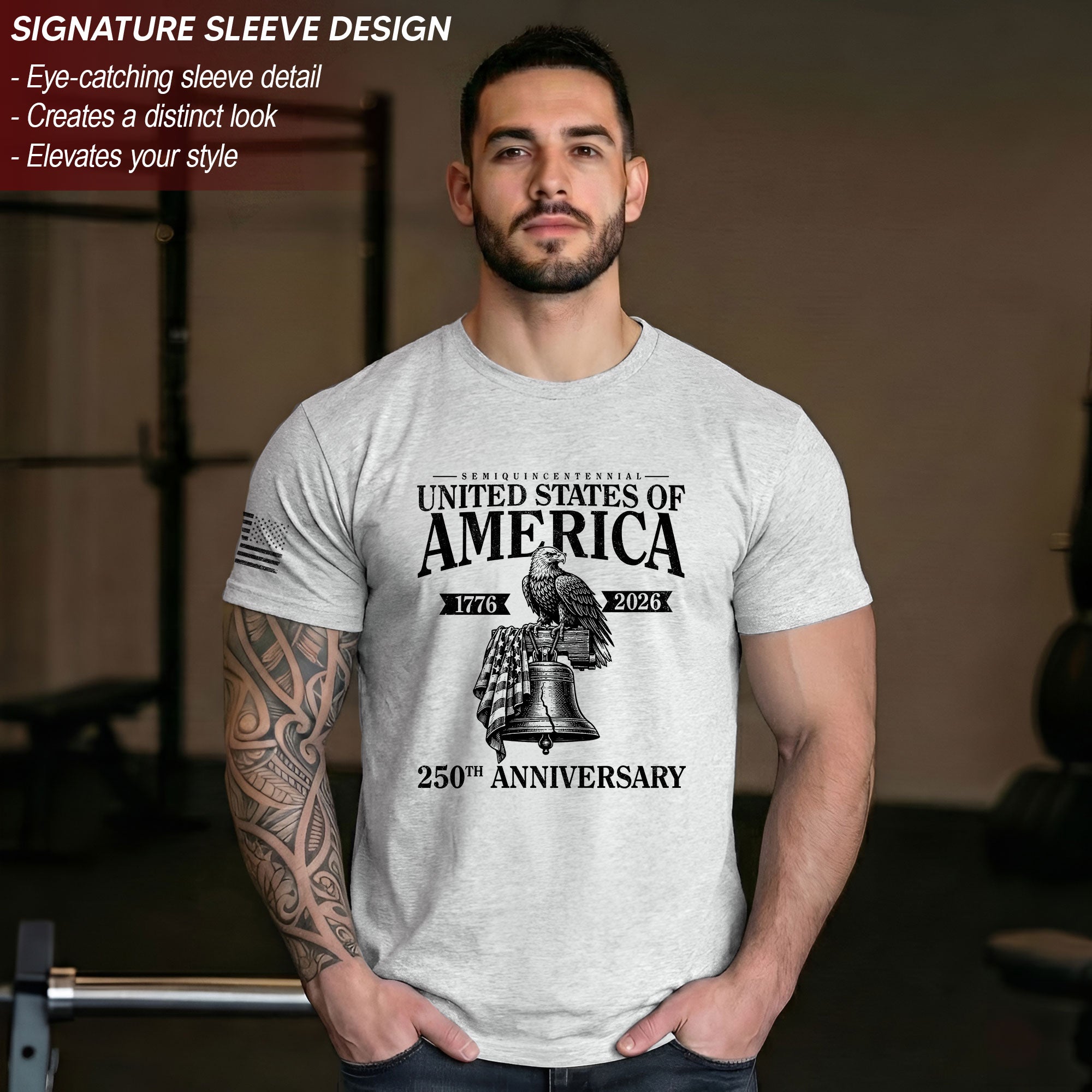 USA 250th Anniversary Shirt Men’s Vintage 250 Years 1776-2026 Patriotic Liberty Bell Eagle Tee