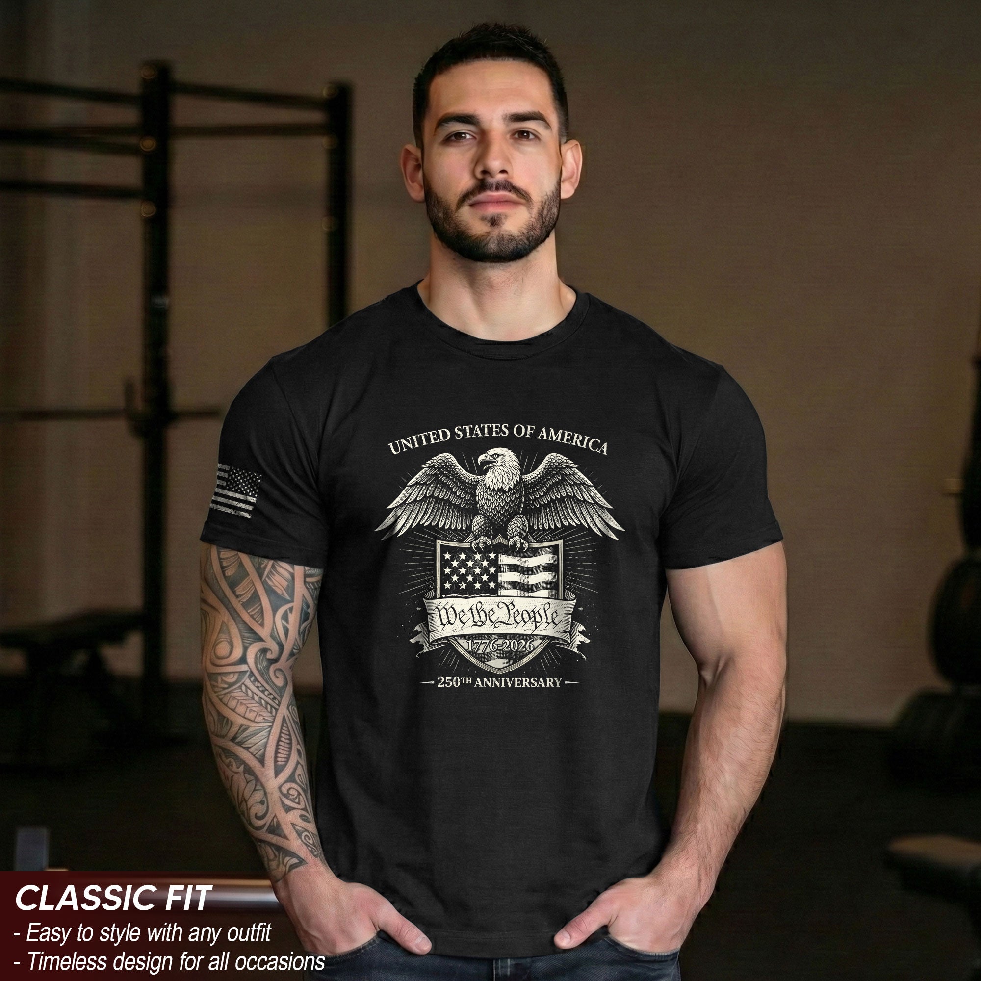 USA 250 Years Freedom Shirt 1776-2026 We The People American Eagle Shield Semiquincentennial Patriotic