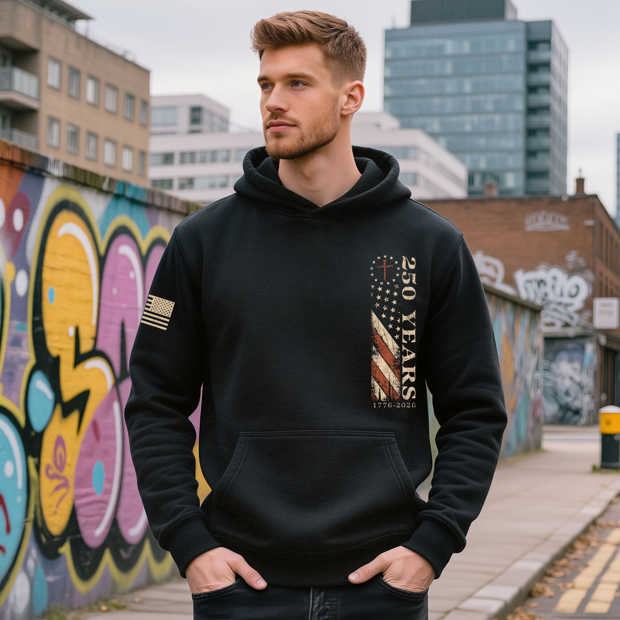 USA Christian Freedom Hoodie 250th Anniversary Independence Heritage Wear