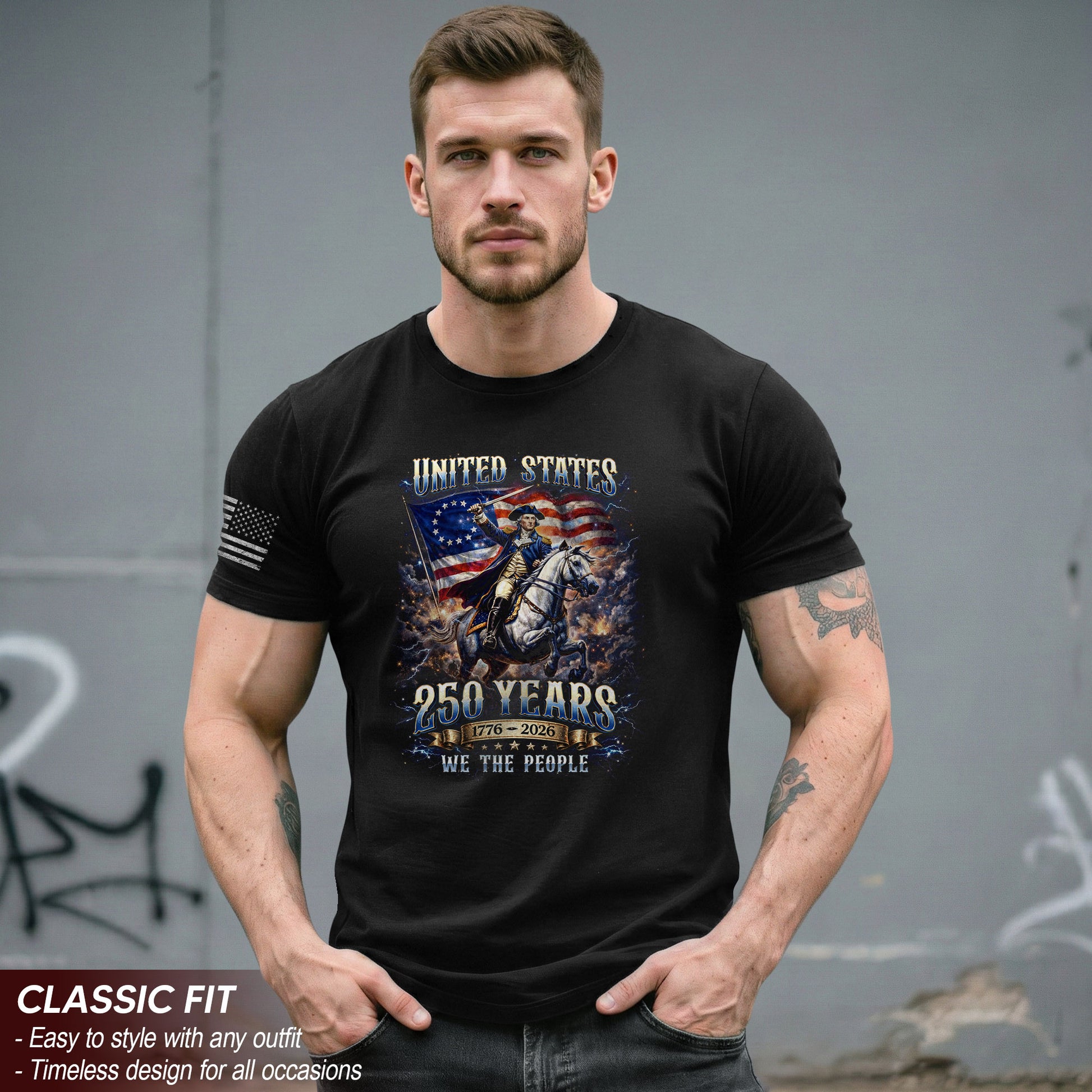 George Washington 250 Years Shirt - 1776-2026 United States 250th Anniversary Bootleg Tee - Rust Field Wear