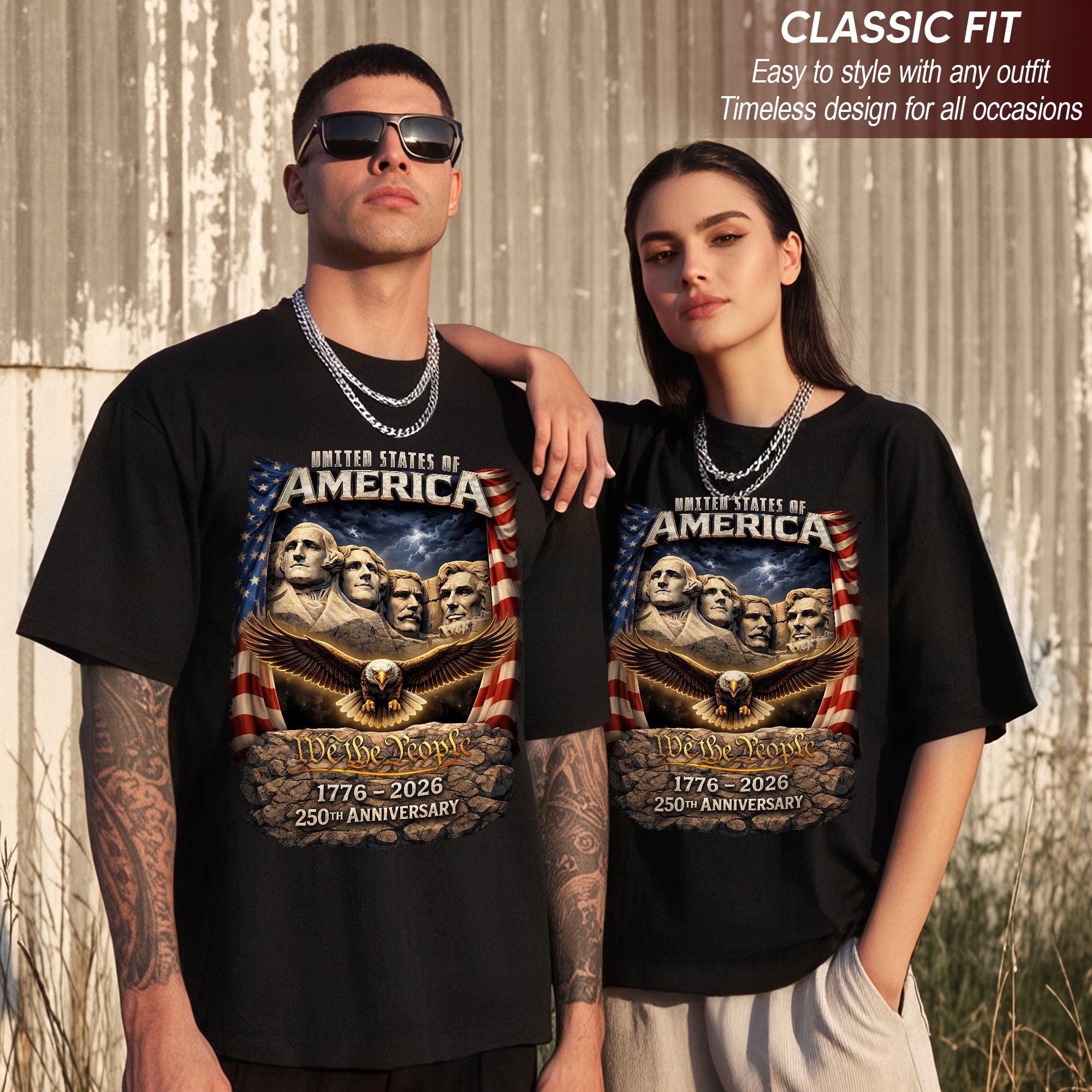 United States of 250 Years America Anniversary 1776–2026 – Monument Tribute Patriotic T-Shirt
