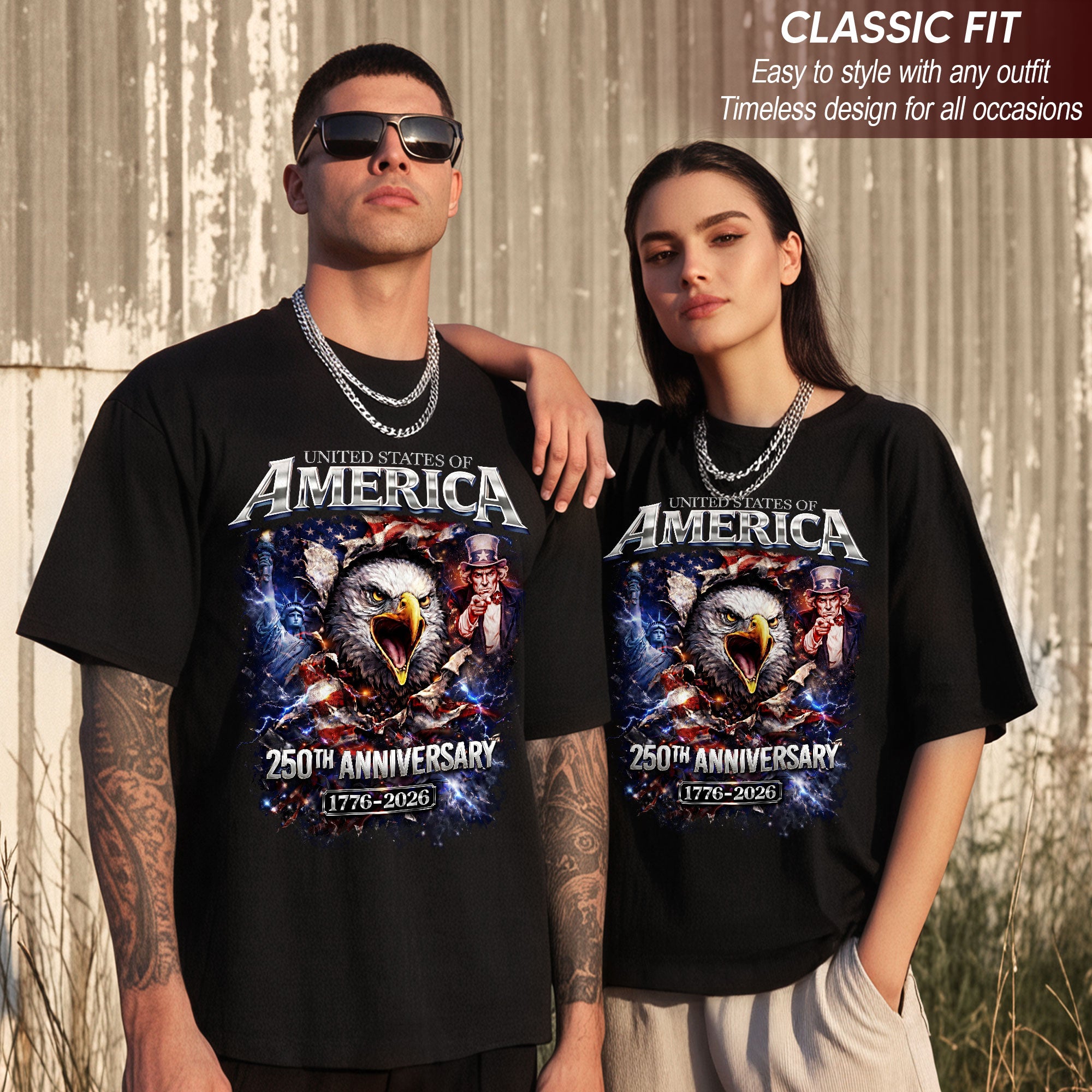 United States of 250 Years America Anniversary1776–2026 – Patriotic Tribute Graphic Tee
