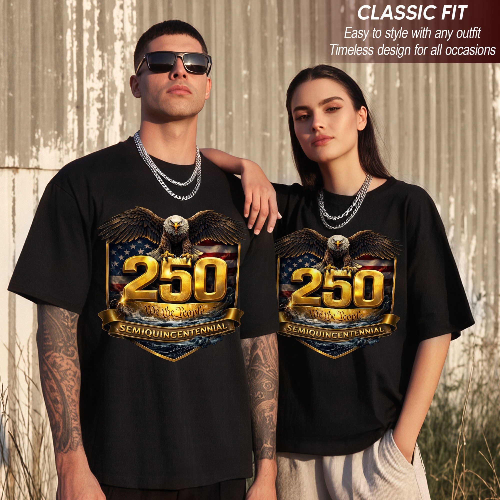 250 We The People Semiquincentennial Bootleg Tee – Gold Crest Eagle 1776–2026