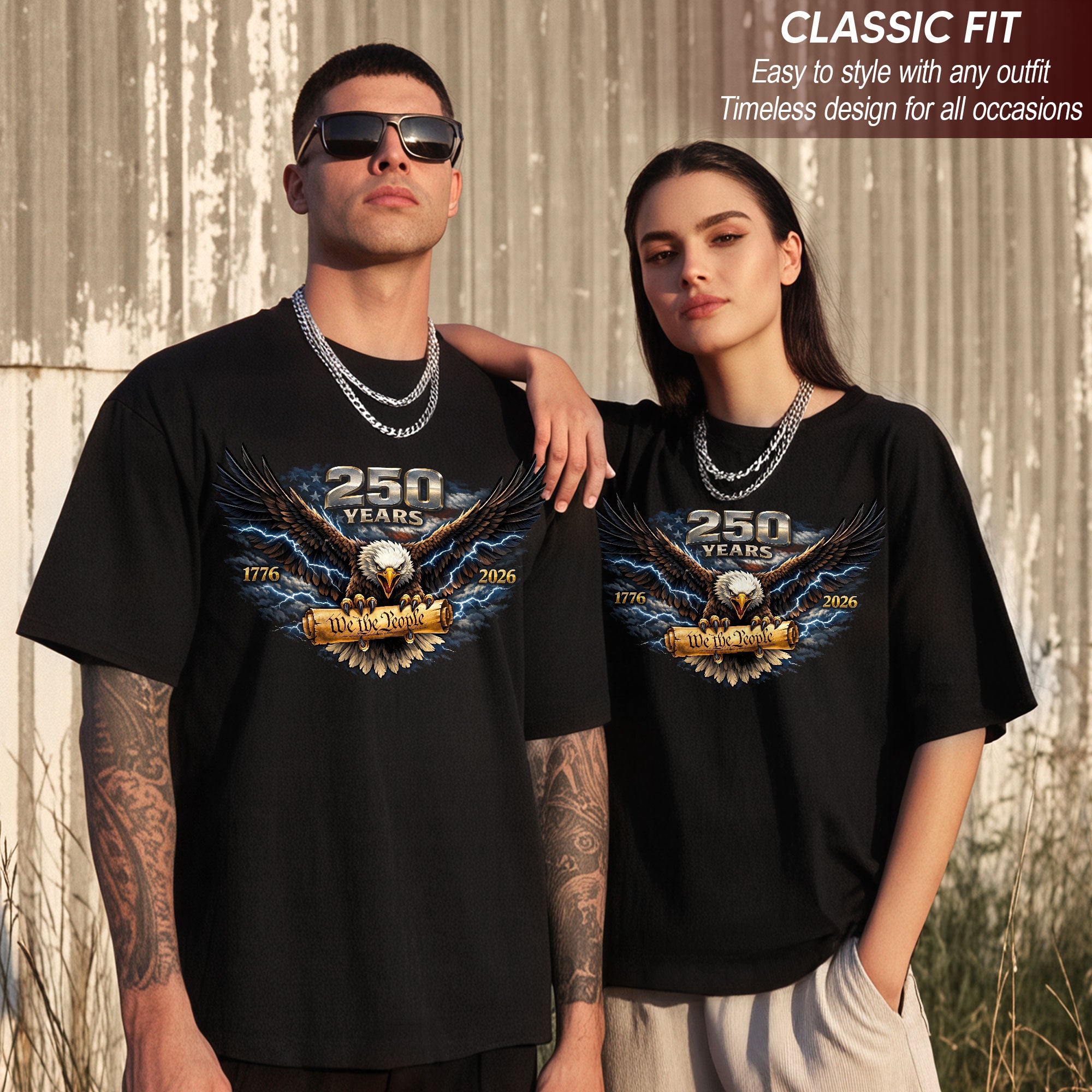 Vintage 90s Bootleg America 250 Shirt - Streetwear Patriot Eagle Lightning Graphic Tee