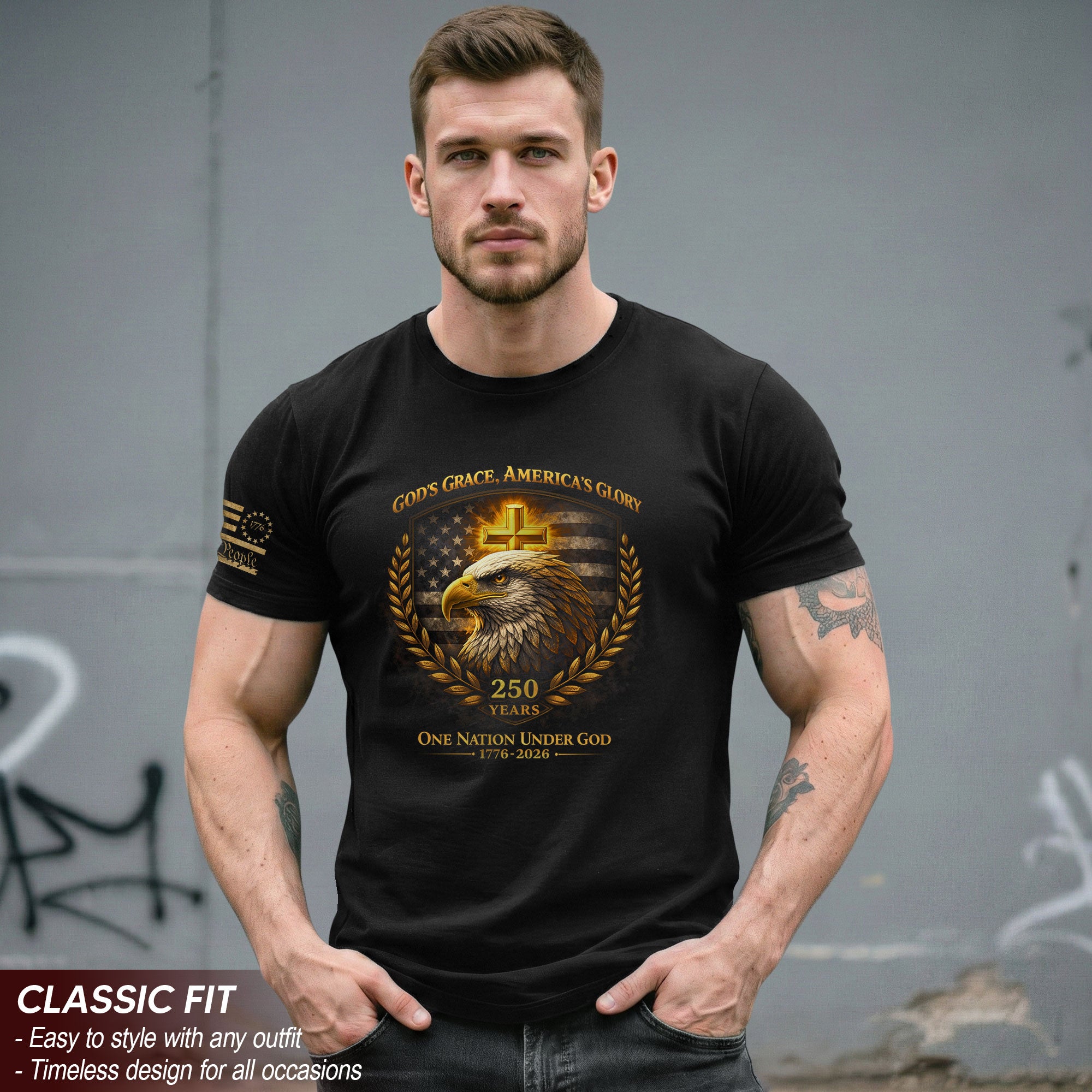 USA 250th Anniversary 1776-2026 Eagle Shirt – One Nation Under God 250 Years Christian Patriotic Heritage Tee