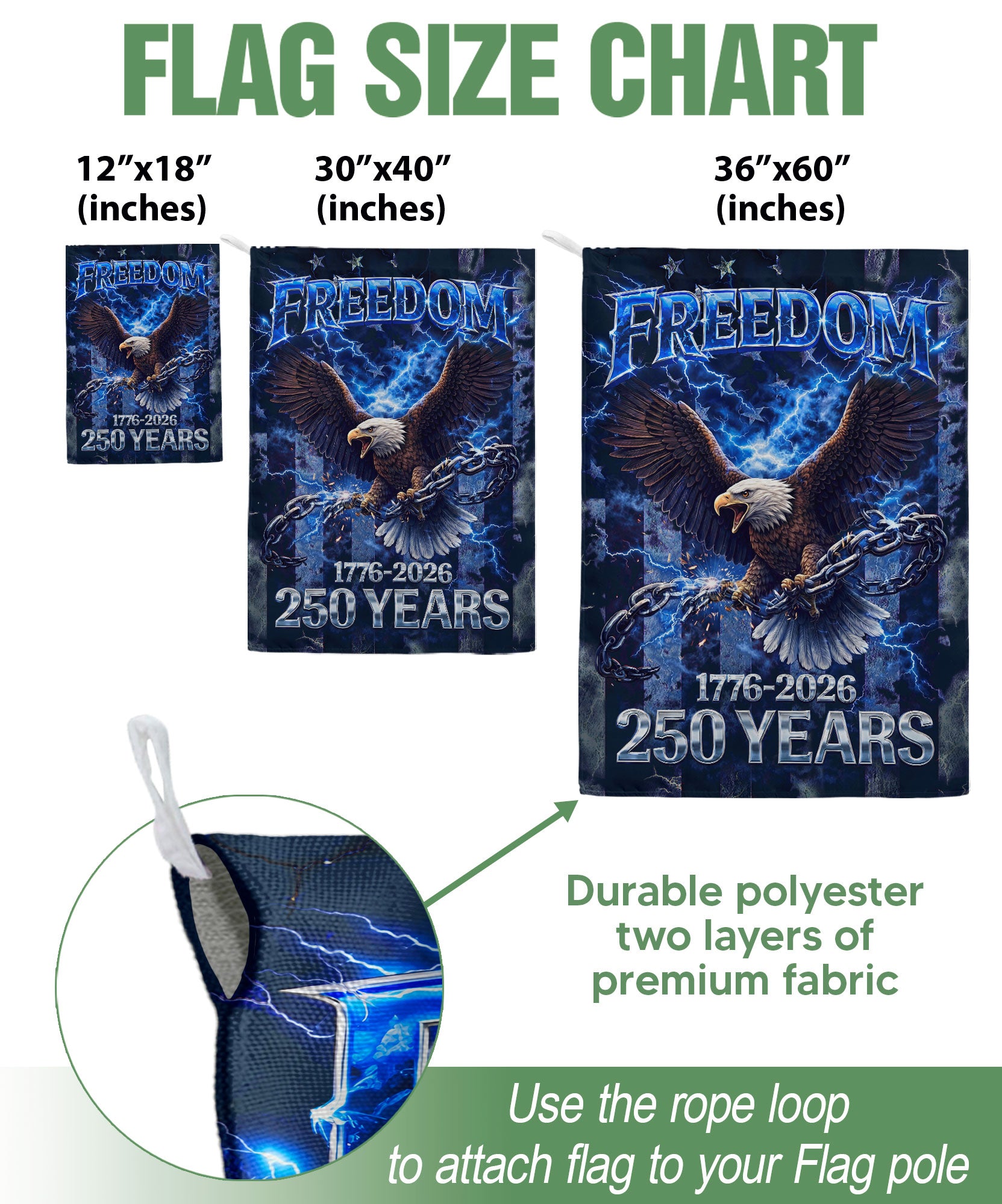 250 Years America Anniversary Garden Flag - Patriotic Freedom Eagle 1776-2026, Semiquincentennial Double Sided Outdoor Decor