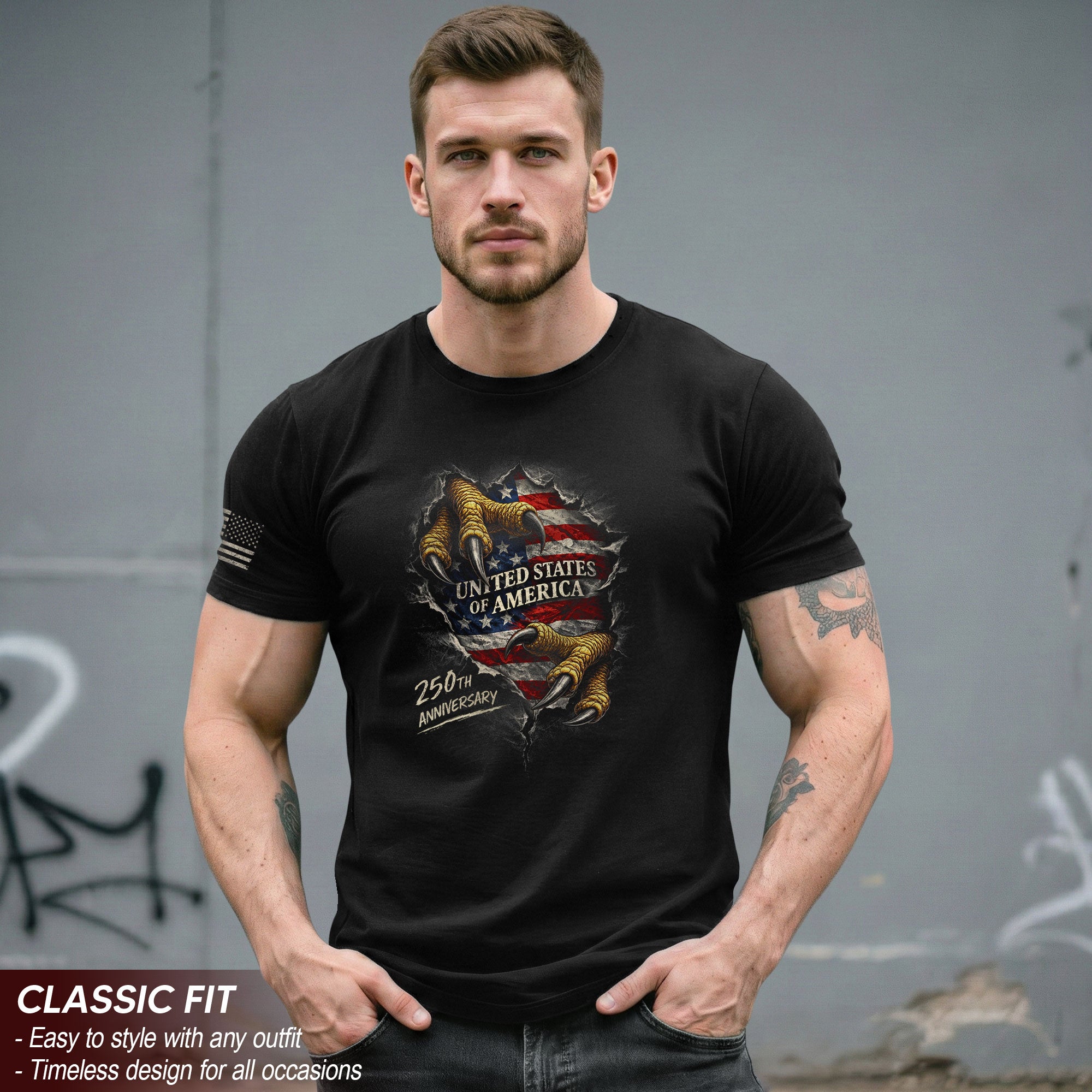 America 250th Anniversary T-Shirt - 1776-2026 Eagle Claw 250 Years Tee, Patriotic United States of America Shirt