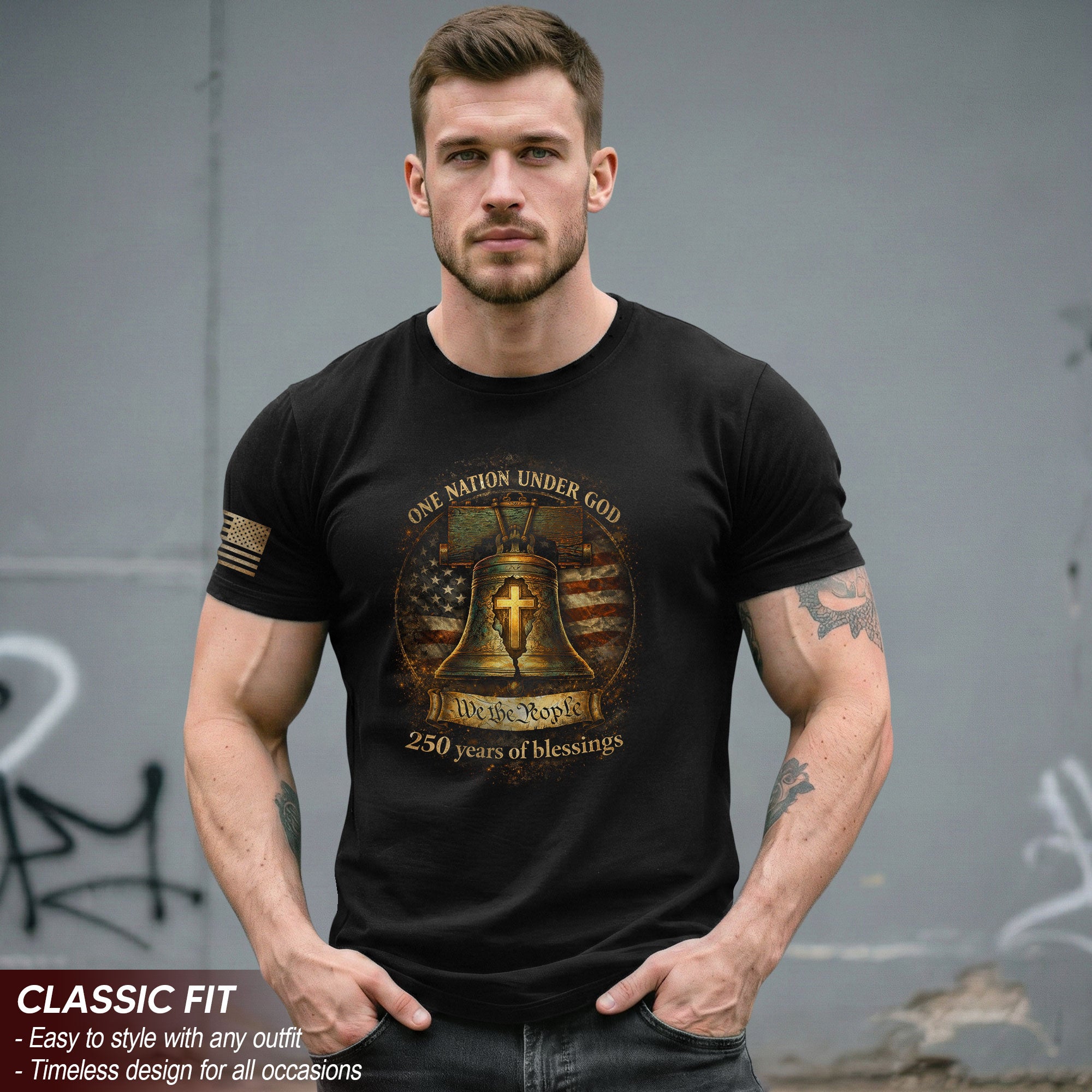 America 250th Anniversary 1776-2026 Shirt – We The People Liberty Bell One Nation Under God Christian Patriotic T-Shirt